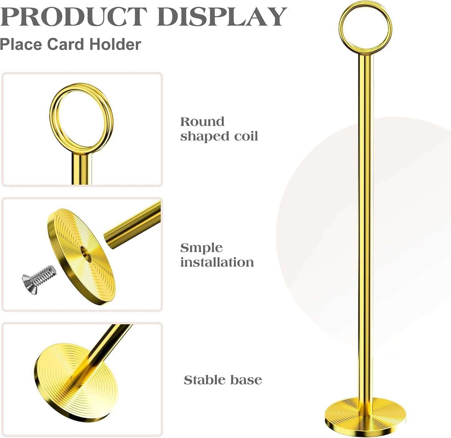 Urban Deco 12PK Table Number Holders Place Card Holders 12 Inch Table Card Holders Steel Card Holders for Photos, Food