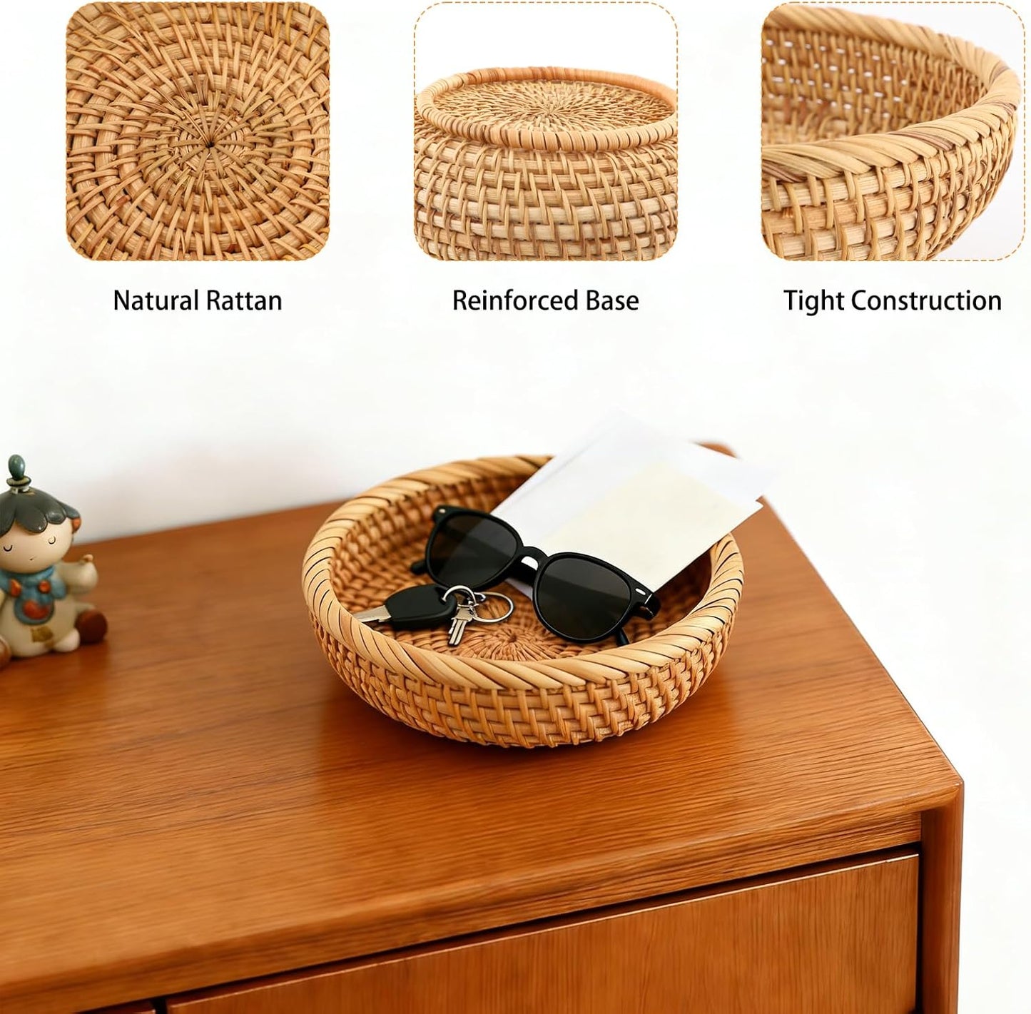 Small Rattan Bread Basket / Natural / 6.9 Inch