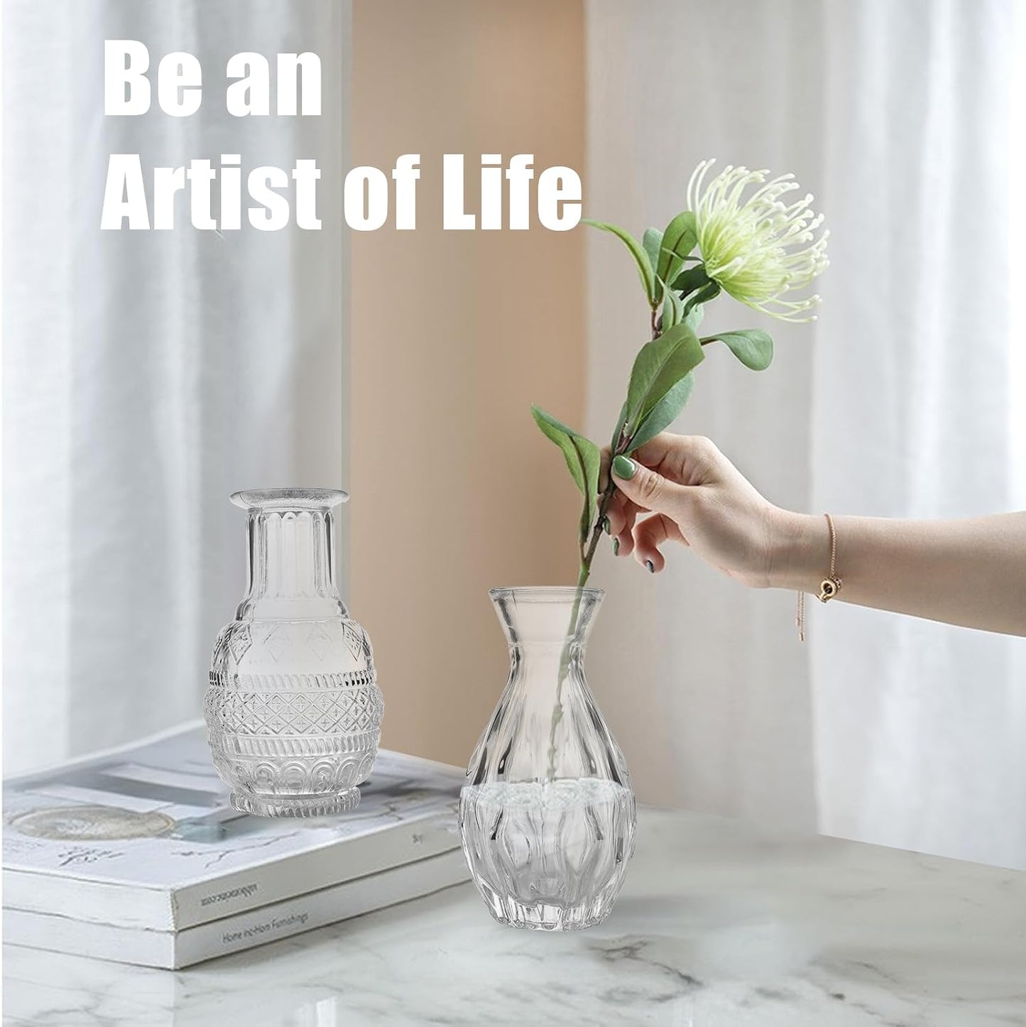 Mini Glass Bud Vases / Clear / Set of 6