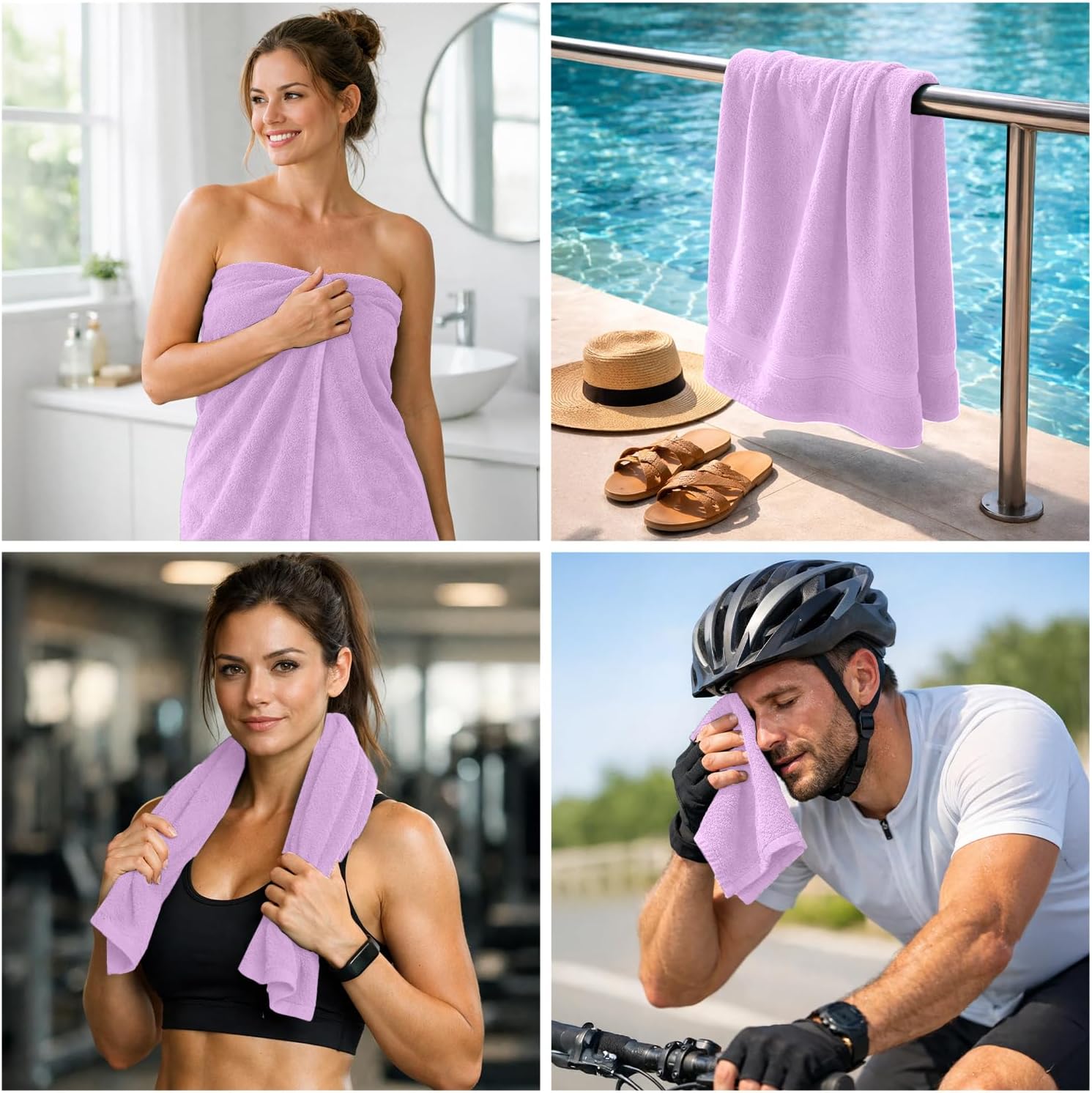 DAN RIVER 8 Piece Luxury Bath Towels for Bathroom, Towel Set, Lavendar | 2 Bath towels, 2 Hand towels, and 4 Wash