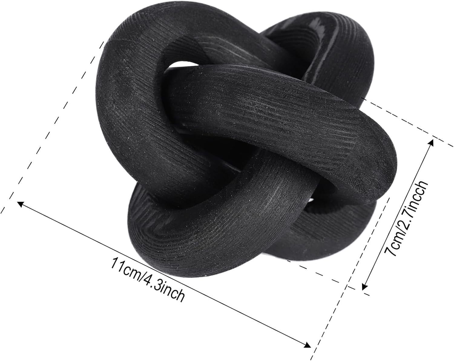 U-BUYHOUSE Wood Knot Decor Hand Carved Modern Boho Decorative Wood Chain for Farmhouse / Black