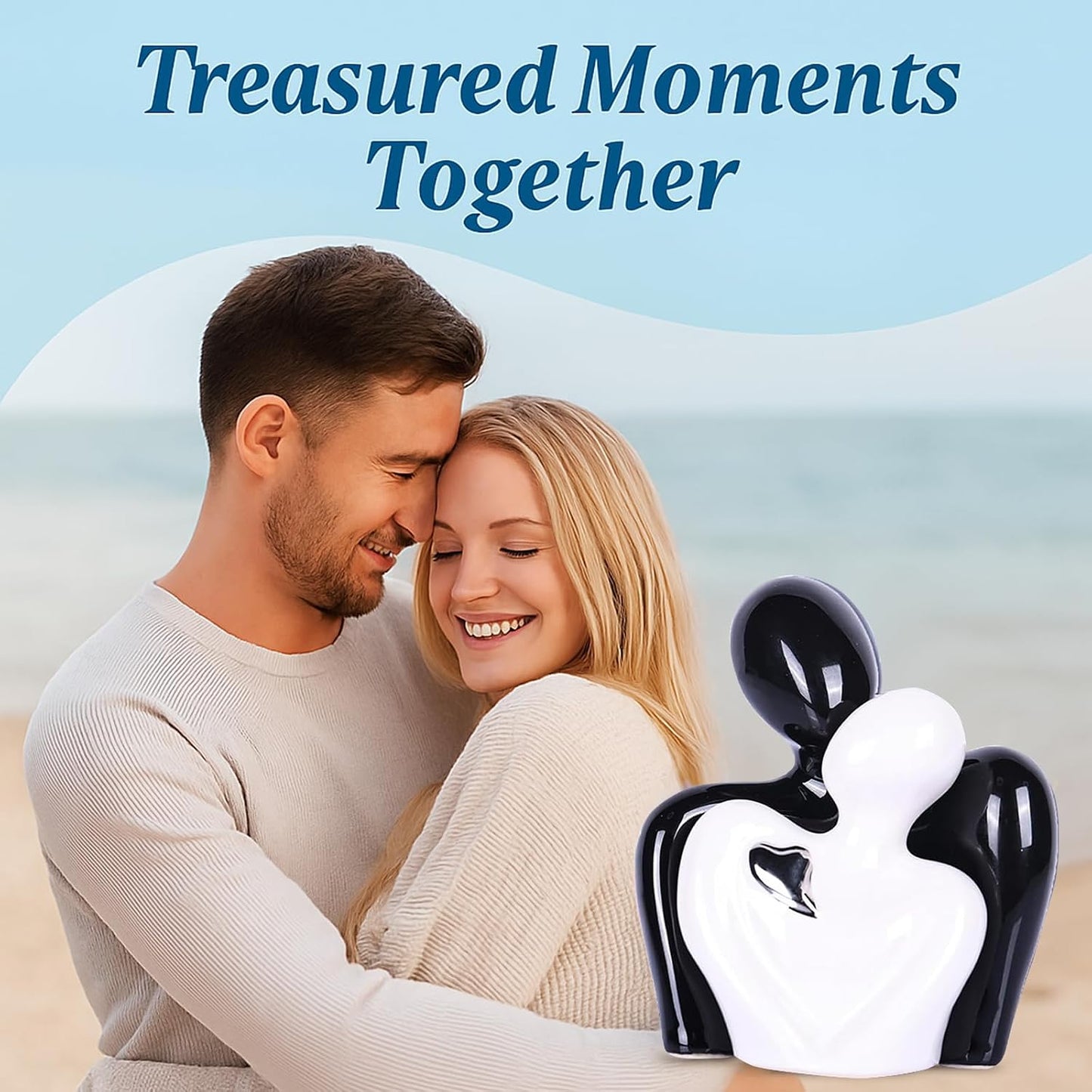Mini Couple Statue Tv Stand Decor Items / Black and White Sliver Heart