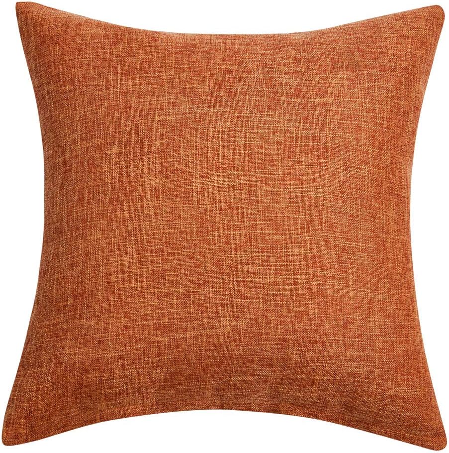 Thanksgiving Pillow Covers for Fall Decor Rustic Linen / Burnt Orange / 18 x 18 / Set of 2