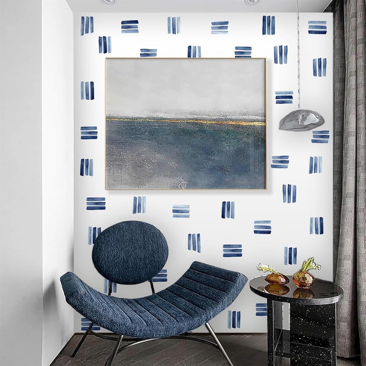 Watercolor Line Wall Decals Modern Wall Art Stickers Peel and Stick / Watercolor Blue Wall Sticker
