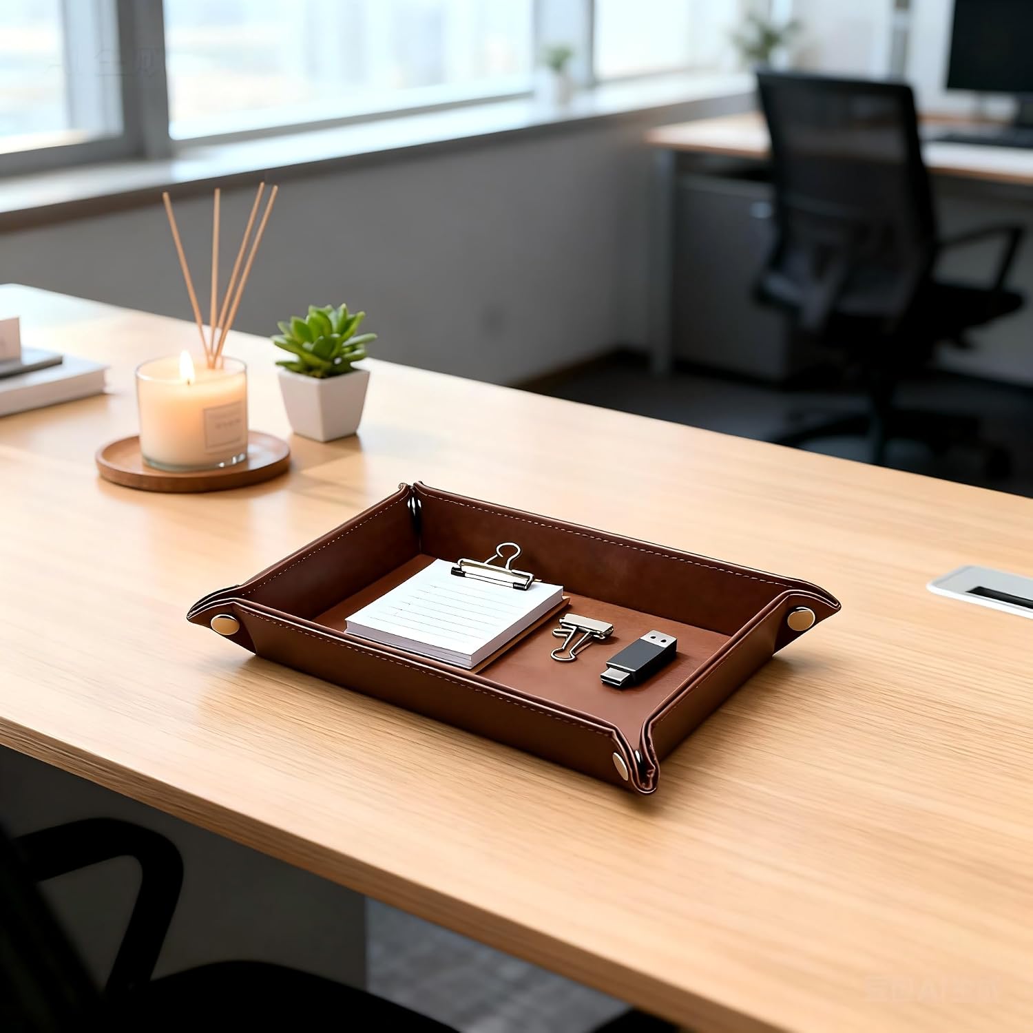 Catchall Tray / Leather Valet Tray Organizer / Maroon