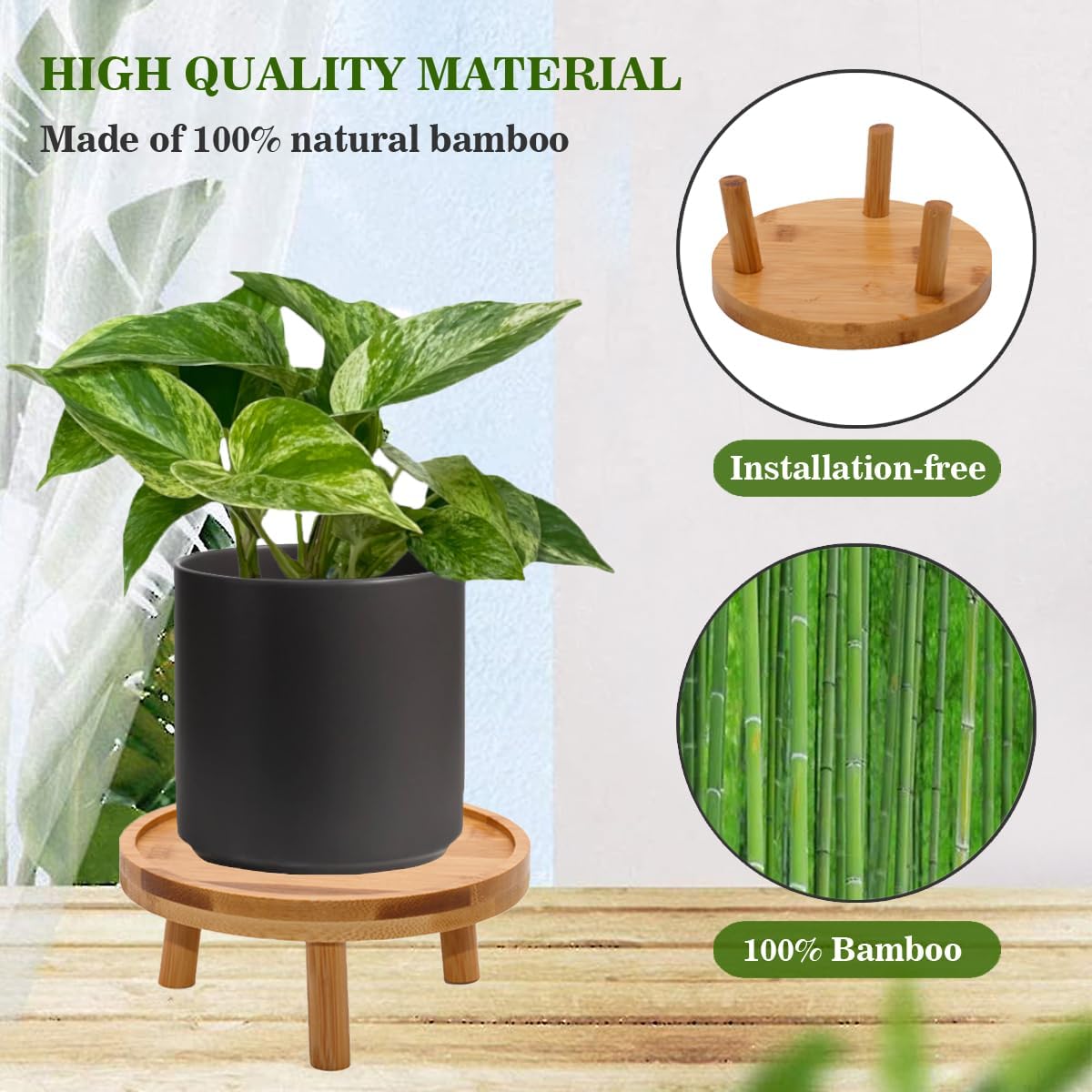 Mid Century Modern Plant Stand / Natural / Set of 2