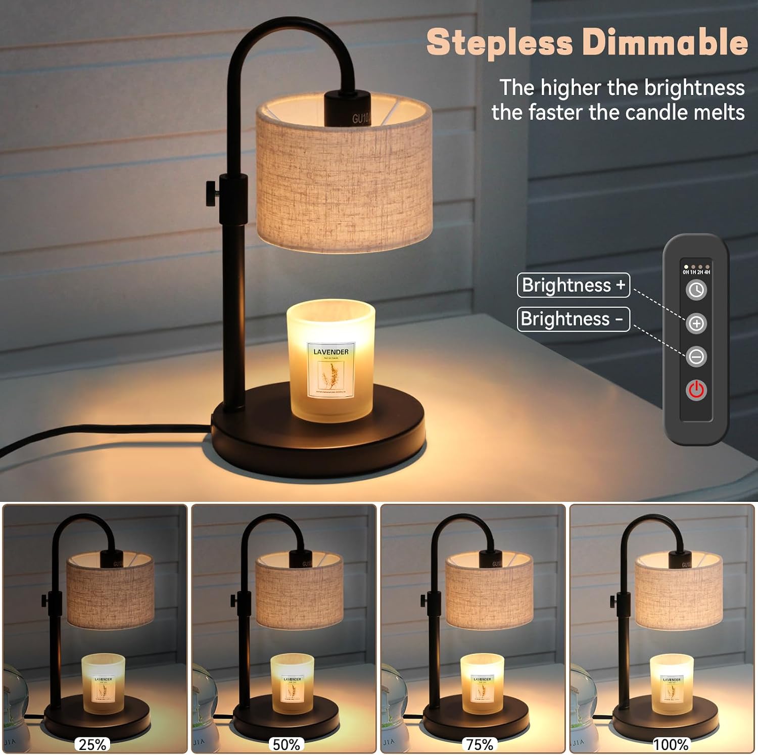 FINCMY Candle Warmer Lamp with Timer, Adjustable Height Candle Wax Warmer Candle Lamp Warmer for Jar Candles, Home