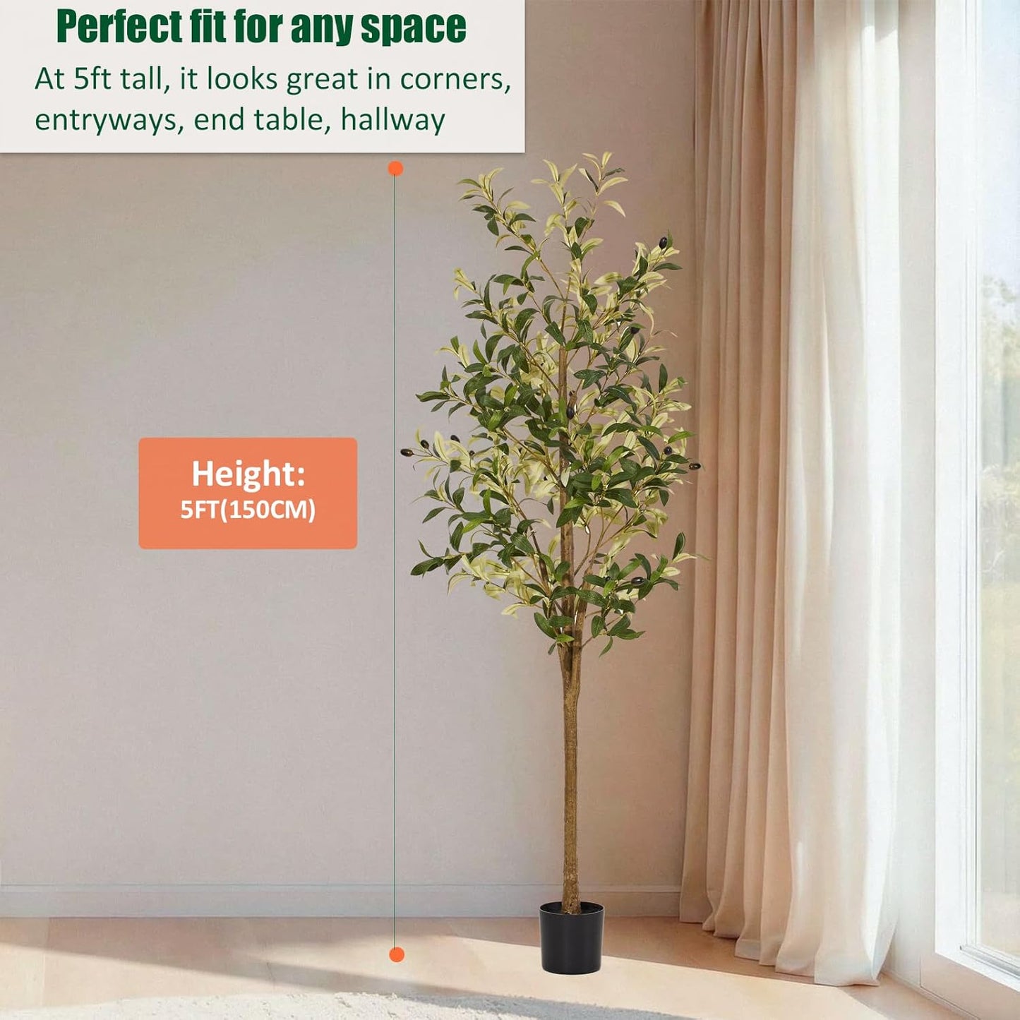 Faux Olive Tree Feet Fake Plants / 5ft / 5 Inch