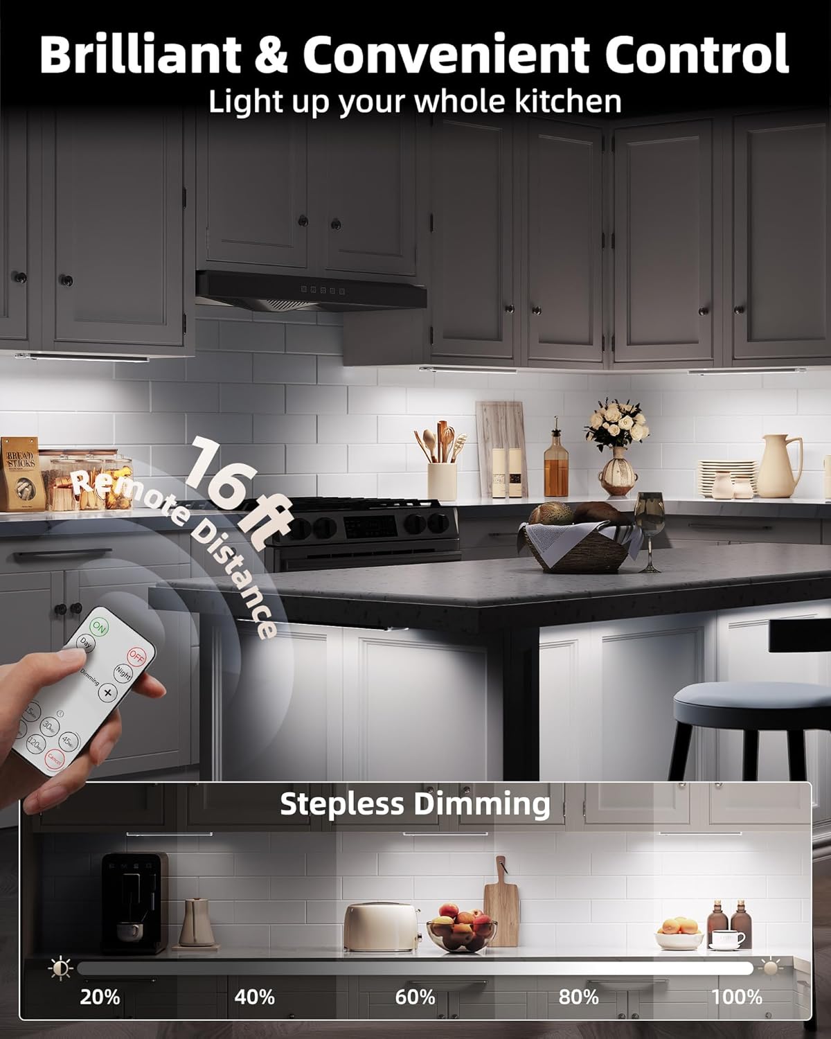 EZVALO Under Cabinet Lighting with Charging Station, Rechargeable Motion Sensor Light Indoor, Dimmable Closet Lights