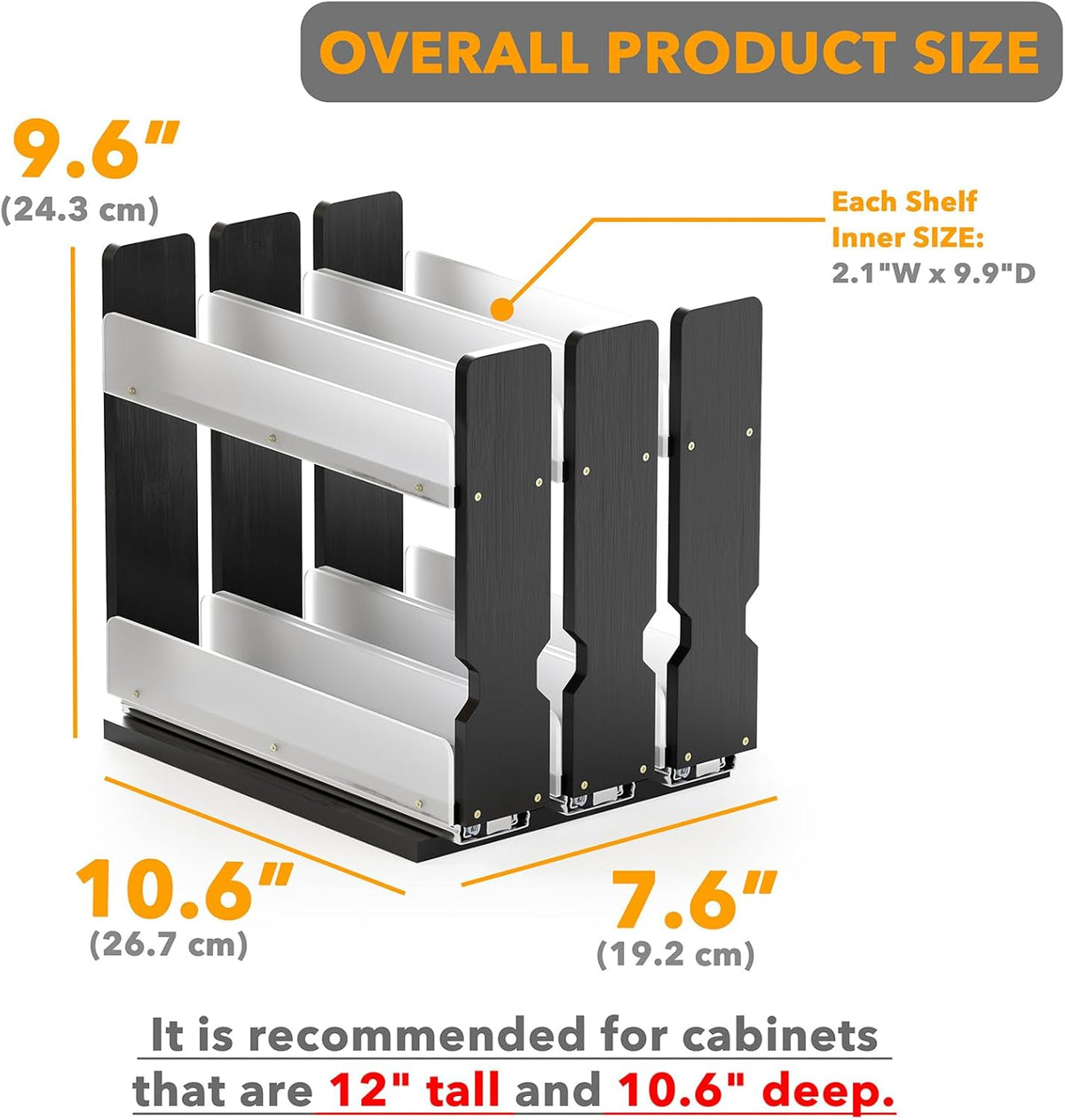 SpaceAid Bamboo Pull Out Spice Rack Organizer for Cabinet, Heavy Duty Slide Out Seasoning Kitchen Pantry Sliding