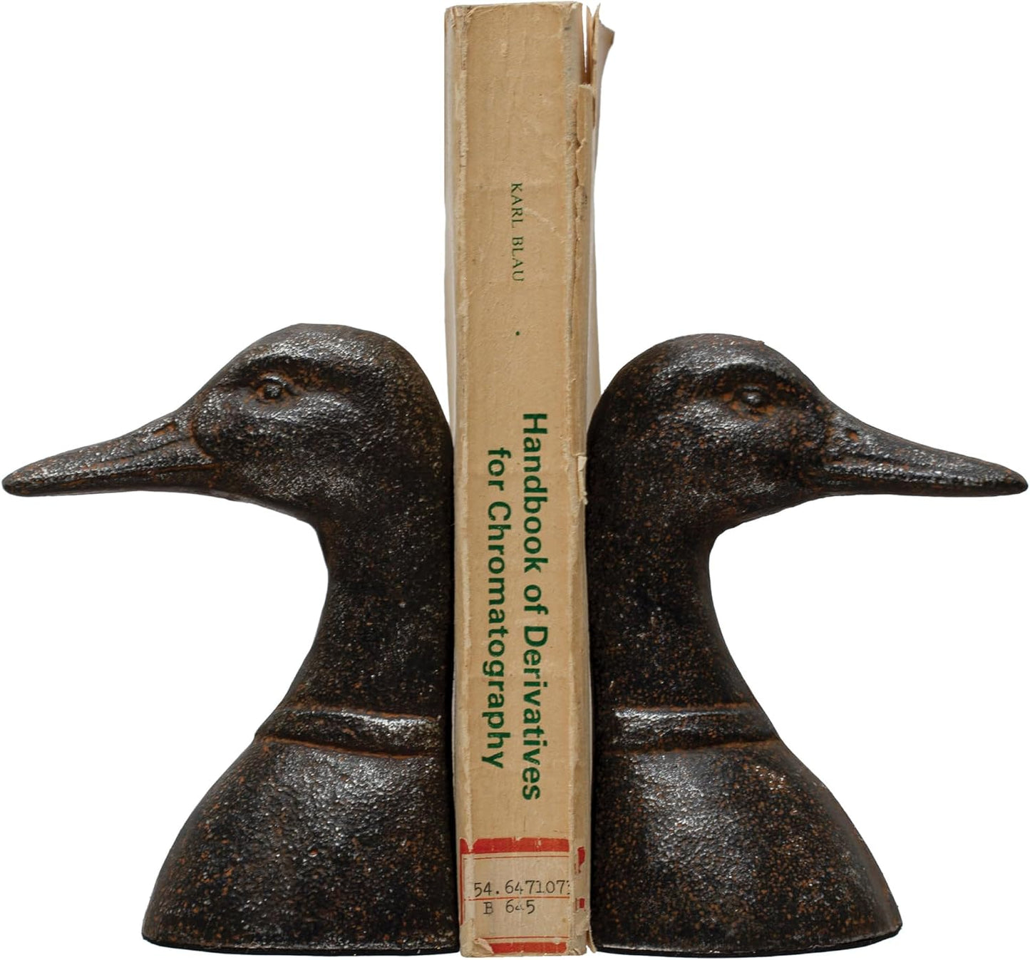 Decorative Distressed Cast Metal Duck Head Bookends / Black / Set of 2