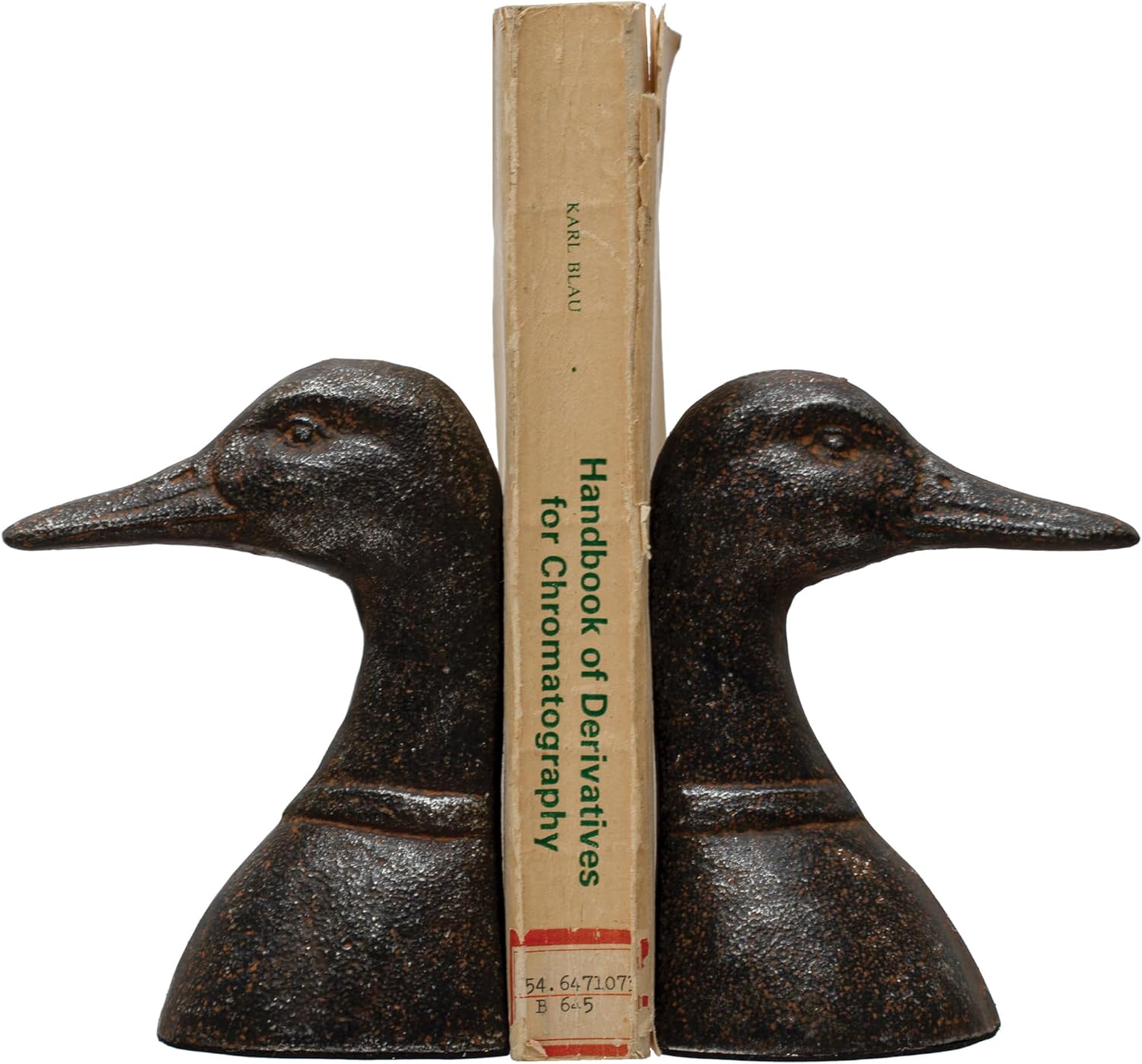 Decorative Distressed Cast Metal Duck Head Bookends / Black / Set of 2
