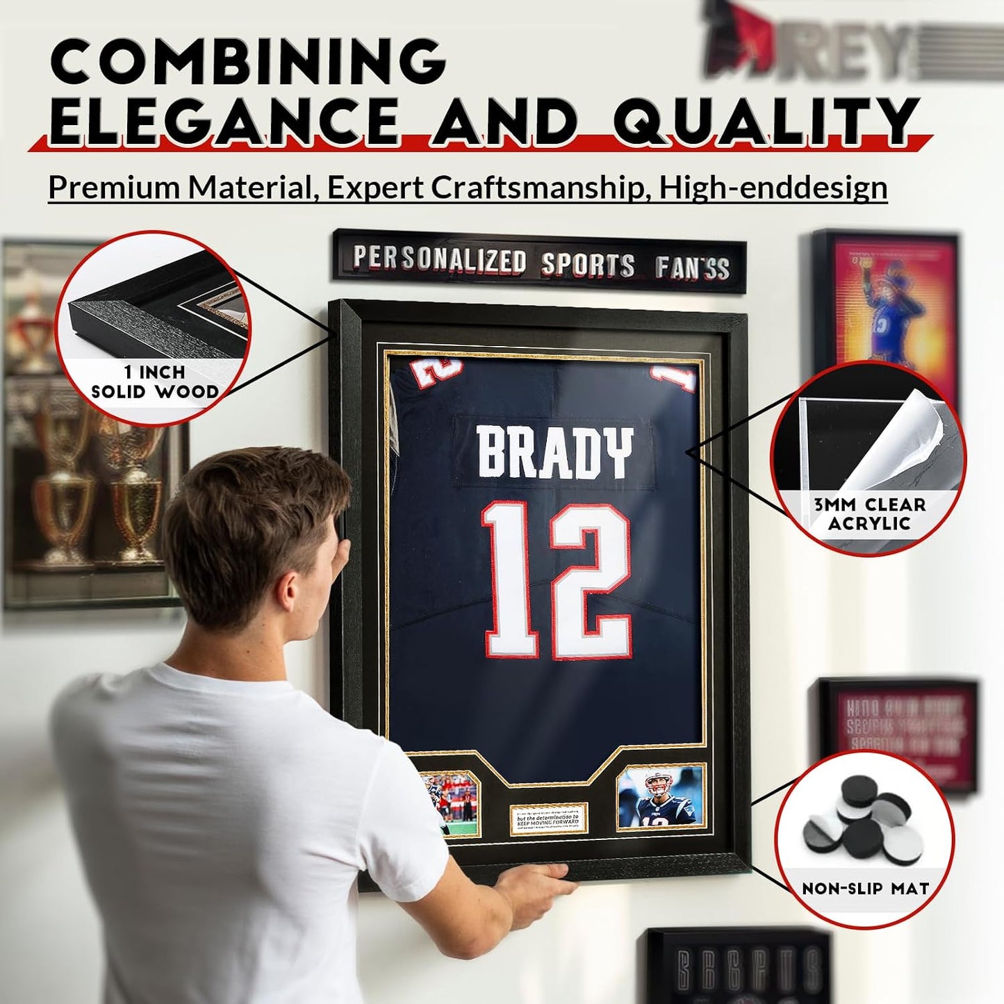Jersey Frame Display Case, Large Clear Acrylic Shadow Box with UV Protection for Baseball Basketball Football Soccer