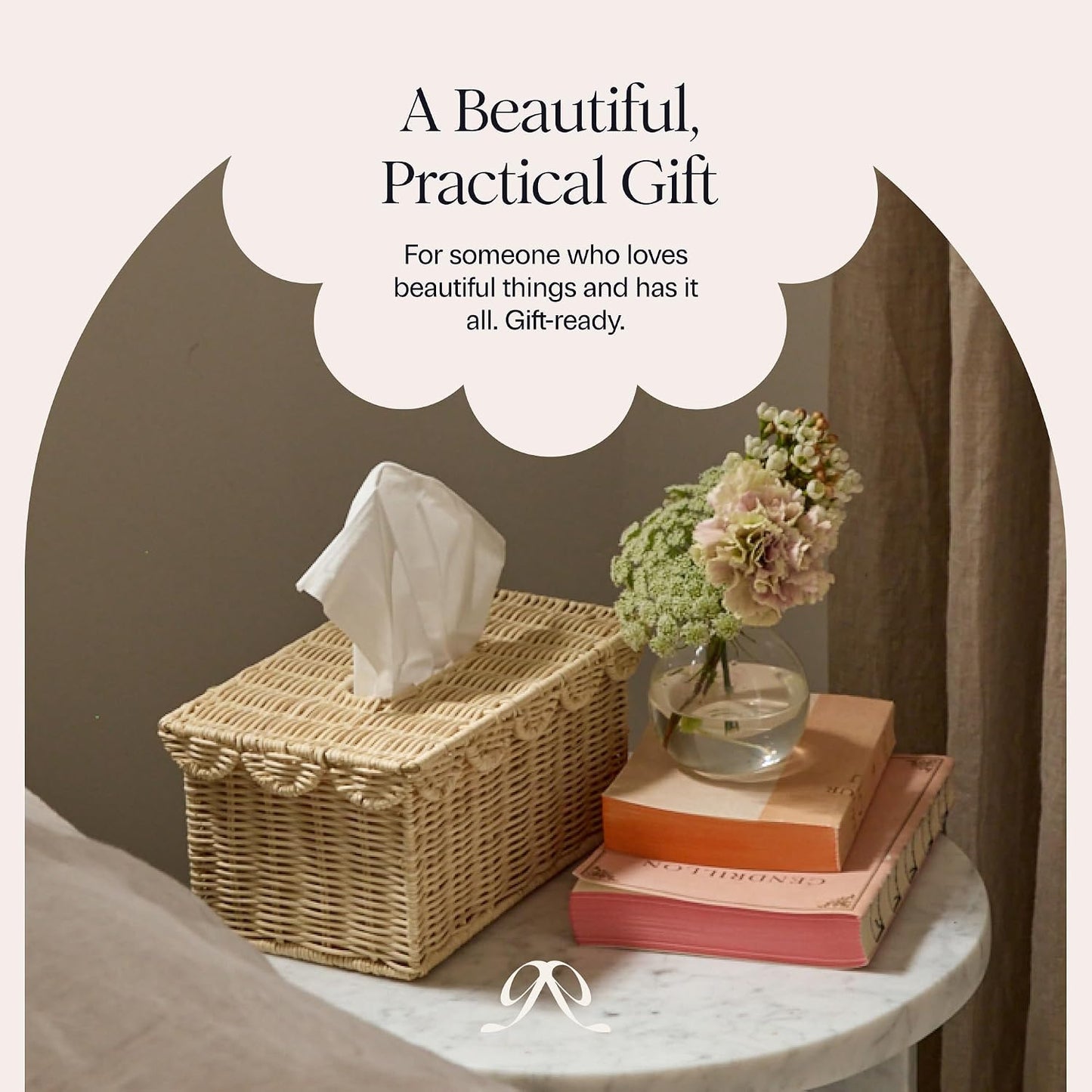 Rattan Tissue Box Cover Rectangle / Natural / 8.6 x 5 x 4