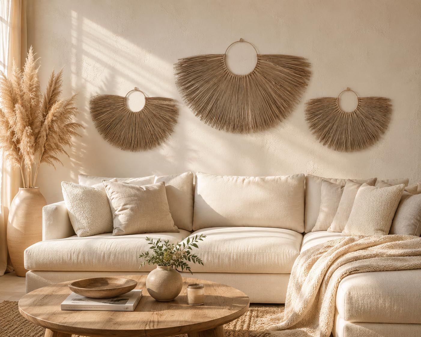 Woven Seagrass Fan Wall Decor / Set of 3