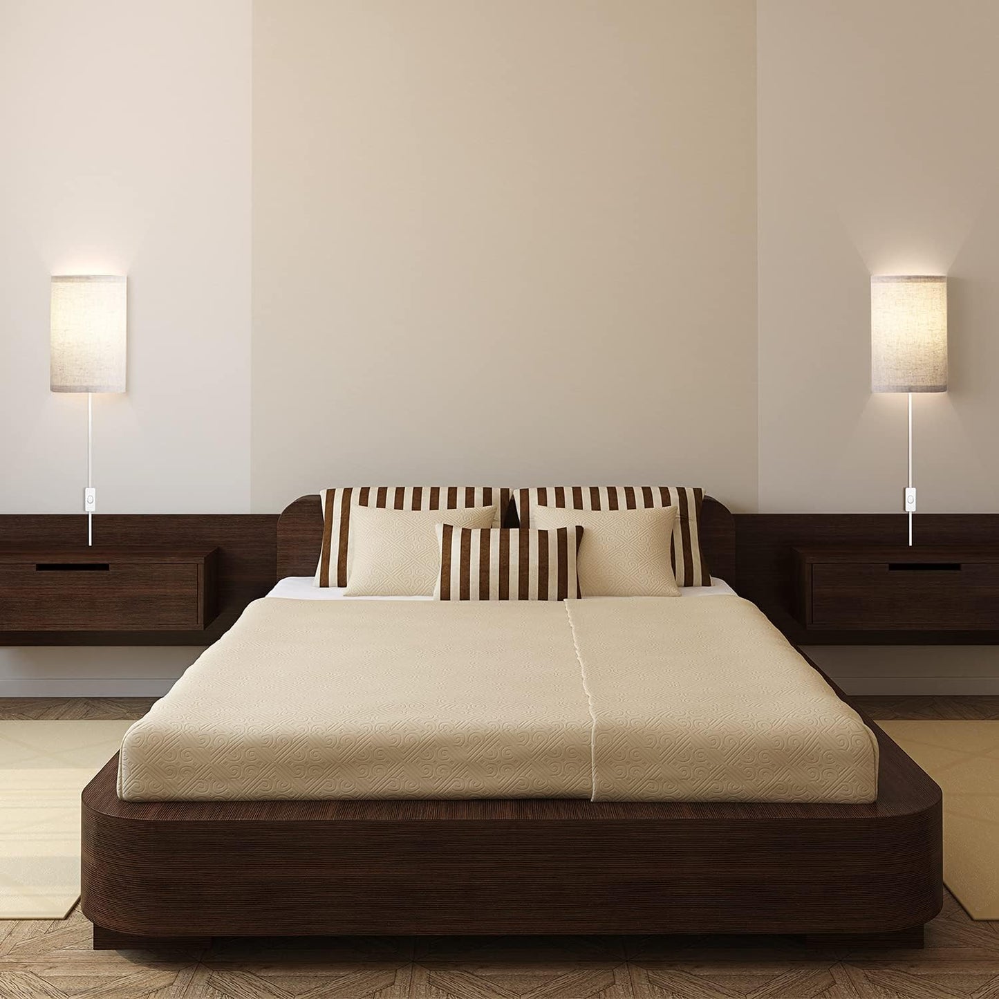 AVV Wall Sconces Set of Two, Wall Lamp Plug in with On/Off Switch, 2700K 4000K 5000K Selectable, Wall Lights for