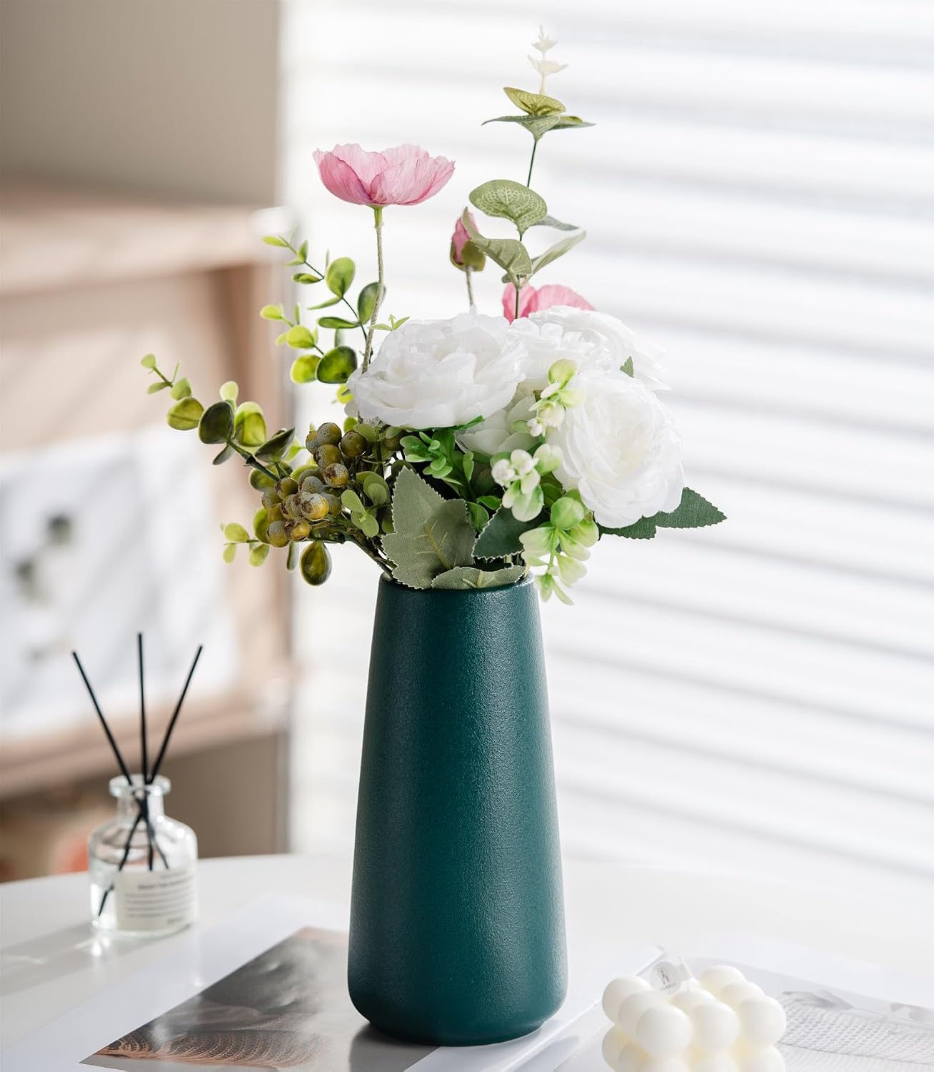 8" Ceramic Flower Vase / Green / Big
