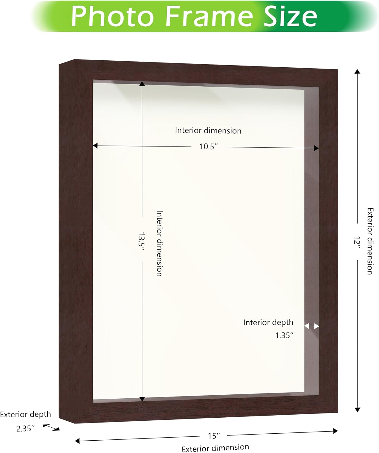 FrameWorks Mahogany Wooden Shadow Box Frame – Soft Felt Back, Tempered Glass, and Included Elegant White Ball Push