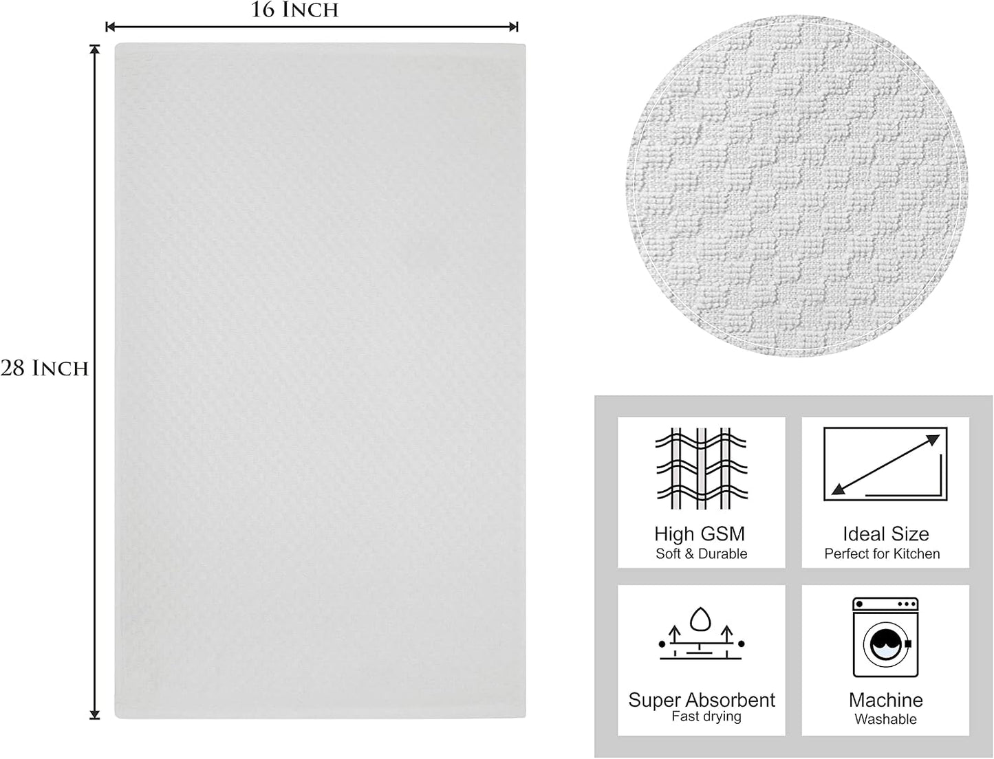 COTTON CRAFT Amazing Kitchen Towel - 12 Pack 100% Cotton Waffle Terry Towel | White - 16x28 inch Euro Café Waffle Weave