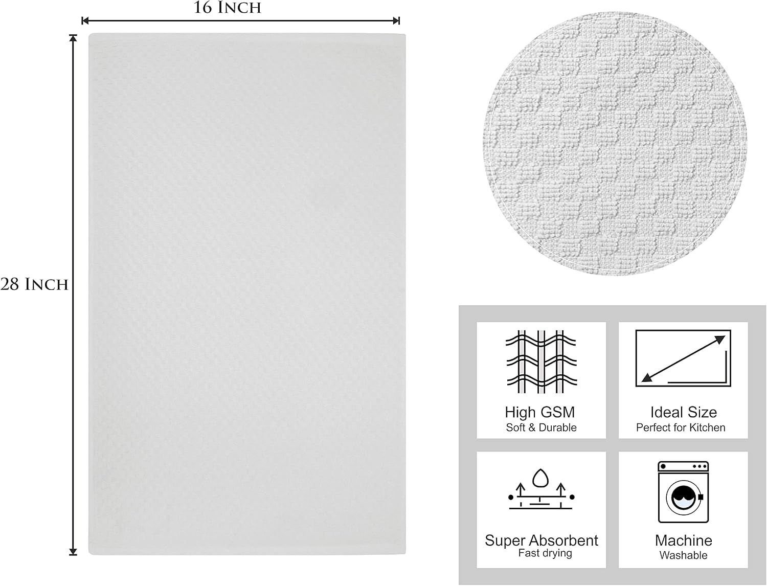 COTTON CRAFT Amazing Kitchen Towel - 12 Pack 100% Cotton Waffle Terry Towel | White - 16x28 inch Euro Café Waffle Weave