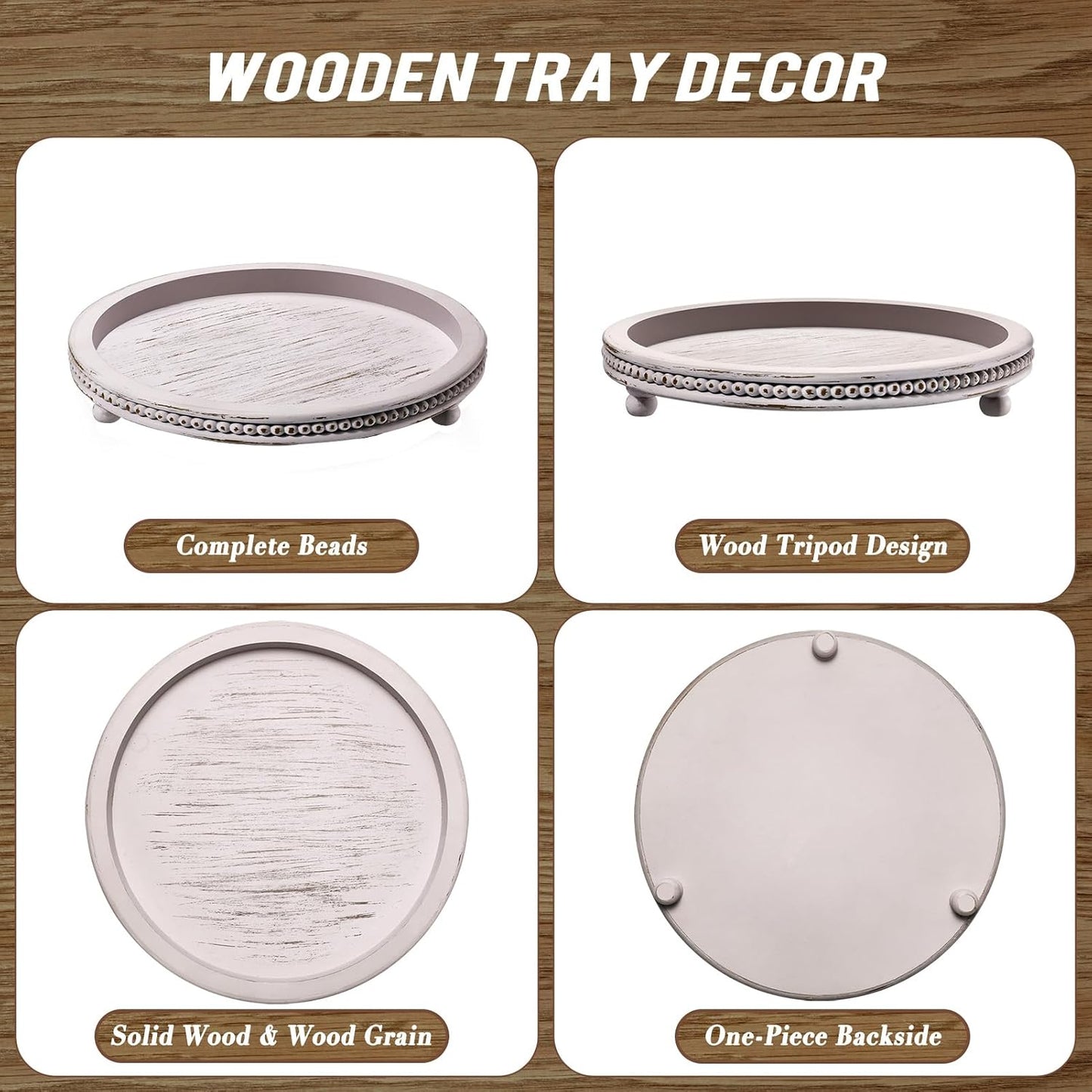 Handmade Wooden Decorative Tray / Gray