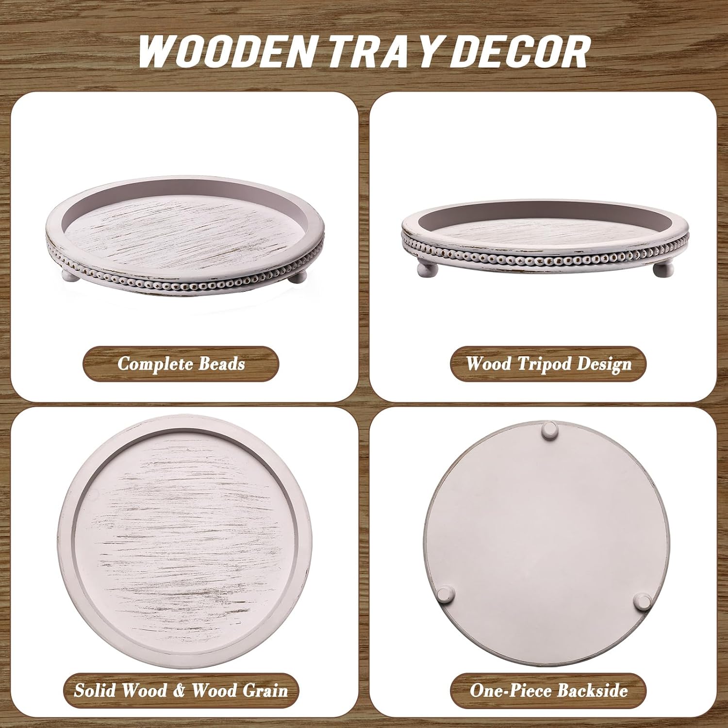 Handmade Wooden Decorative Tray / Gray