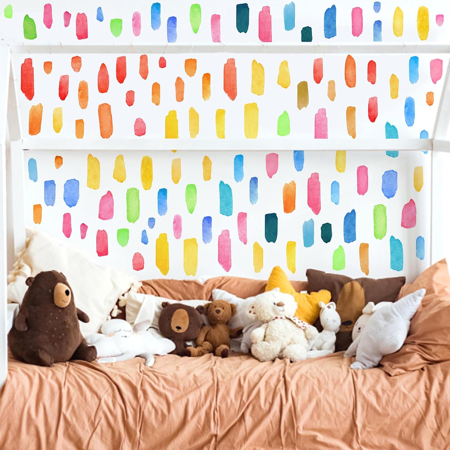 Line Wall Stickers Watercolor Wall Decals Peel and Stick Multi Color Abstract Stripes / Colorful