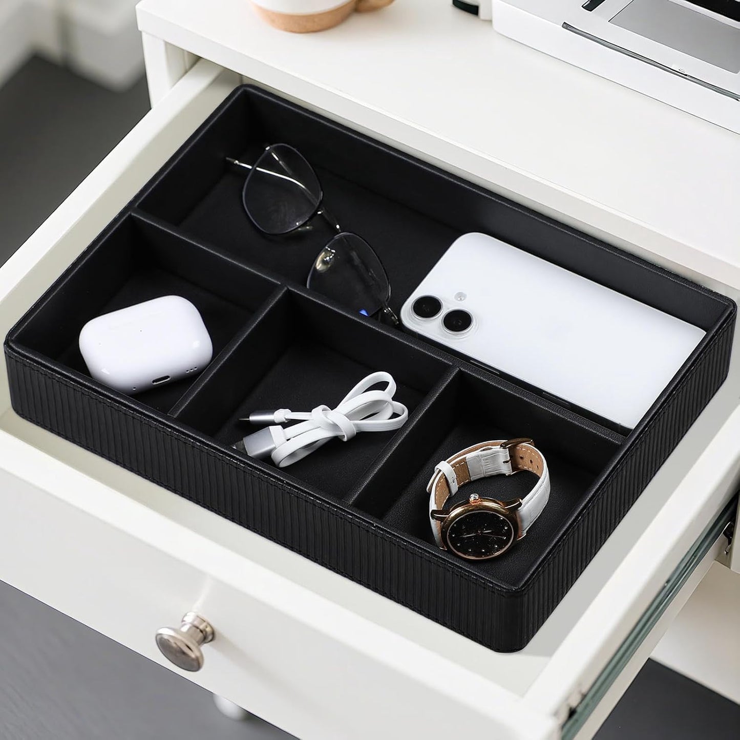 PU Leather Valet Tray / Black