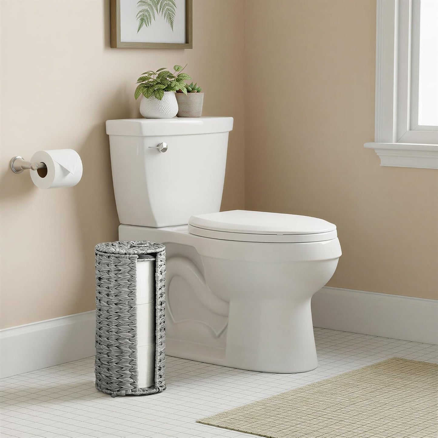 GRANNY SAYS Toilet Paper Storage with Lid, Wicker Toilet Paper Holder | Toilet Paper Holder Stand with Storage, Woven