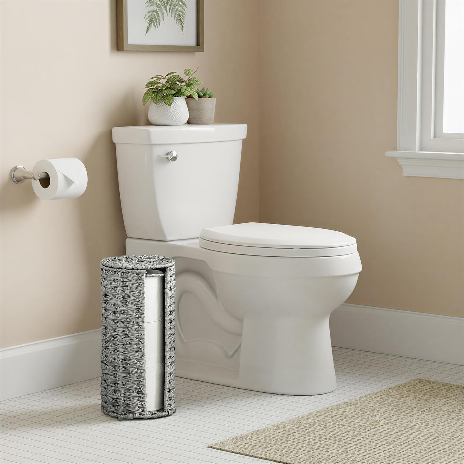 GRANNY SAYS Toilet Paper Storage with Lid, Wicker Toilet Paper Holder | Toilet Paper Holder Stand with Storage, Woven