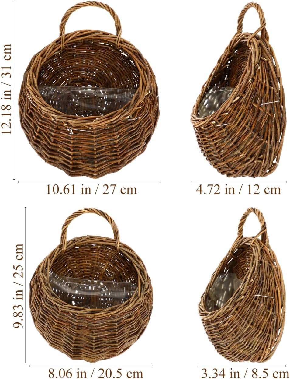 Woven Hanging Wall Basket Rattan Wall Planter / Set of 2
