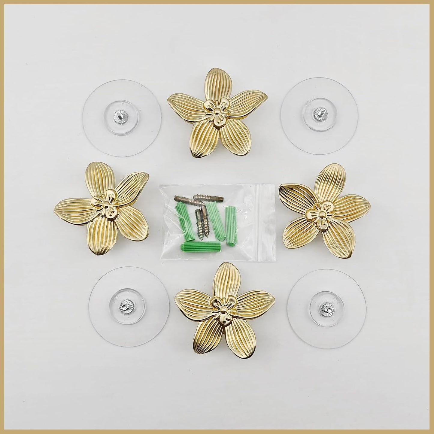 Decorative Flower Wall Hooks / Gold / Set of 4