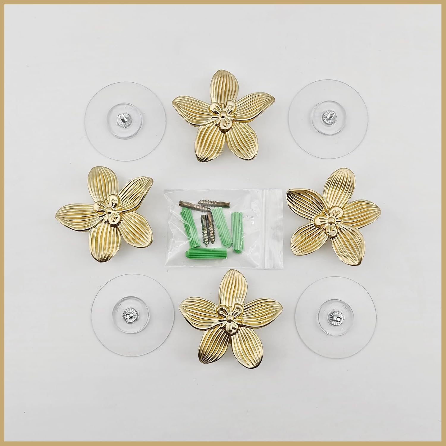Decorative Flower Wall Hooks / Gold / Set of 4