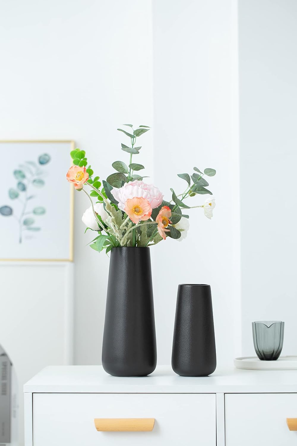 Rustic Style Decorative Vases / Tall 11 Inch / 28 Cm / Matt Black / 11 Inch