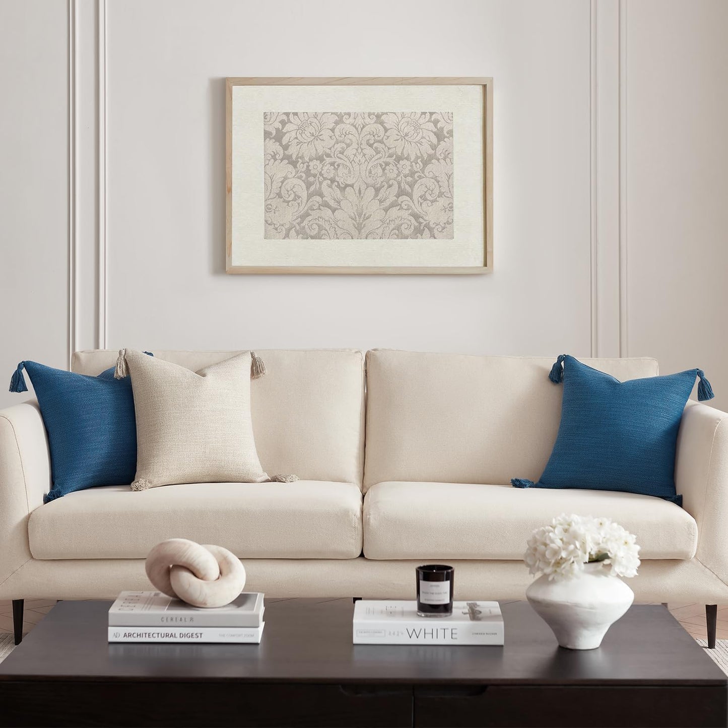 Linen Look Decorative Throw Cushion Covers / Deep Blue / 18 x 18 / Set of 2