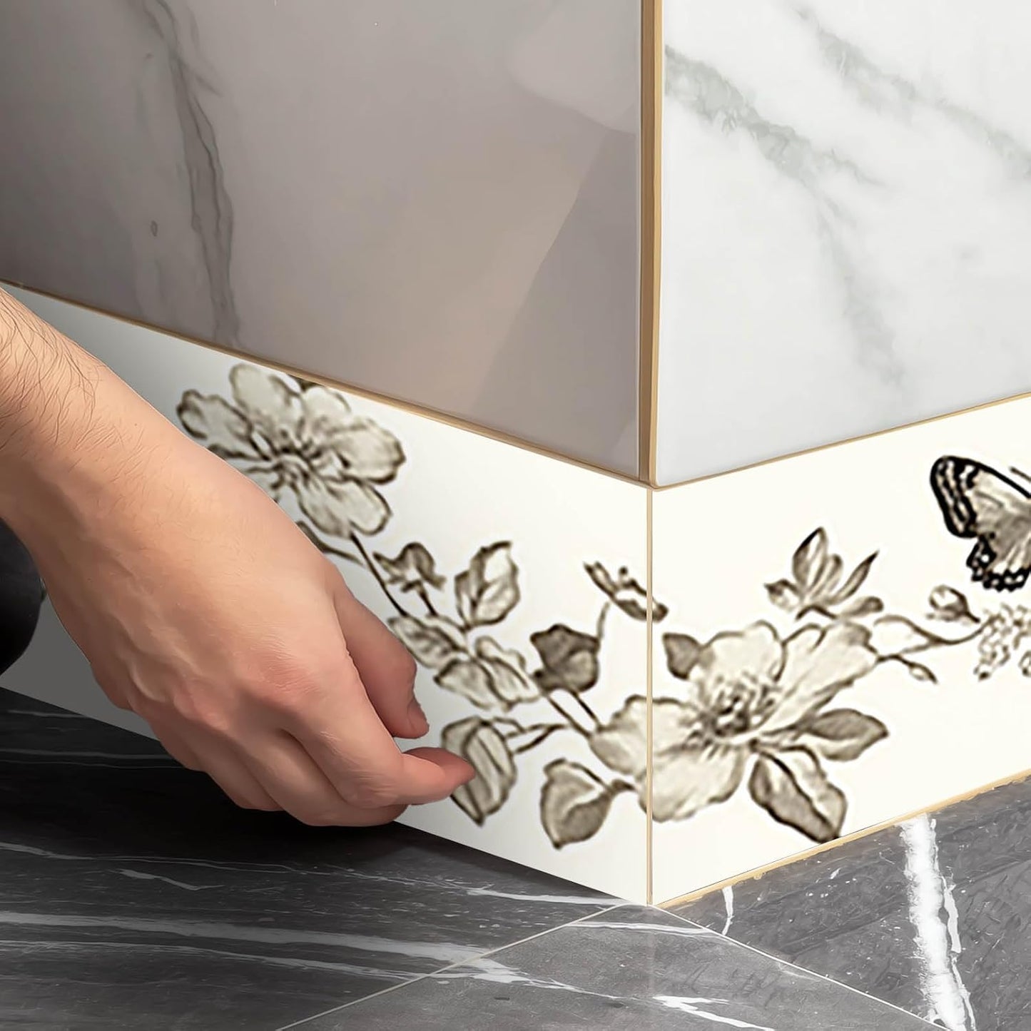 Wallpaper Border Peel and Stick PVC Vintage Butterfly / Vintage Butterfly Flower / 4 x 196