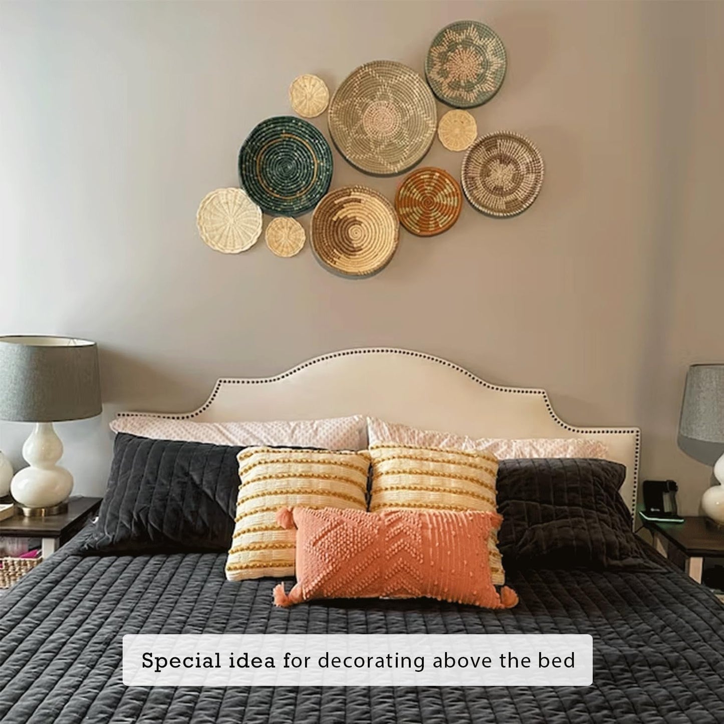 Boho Baskets / Wicker Basket Wall Decor / Natural