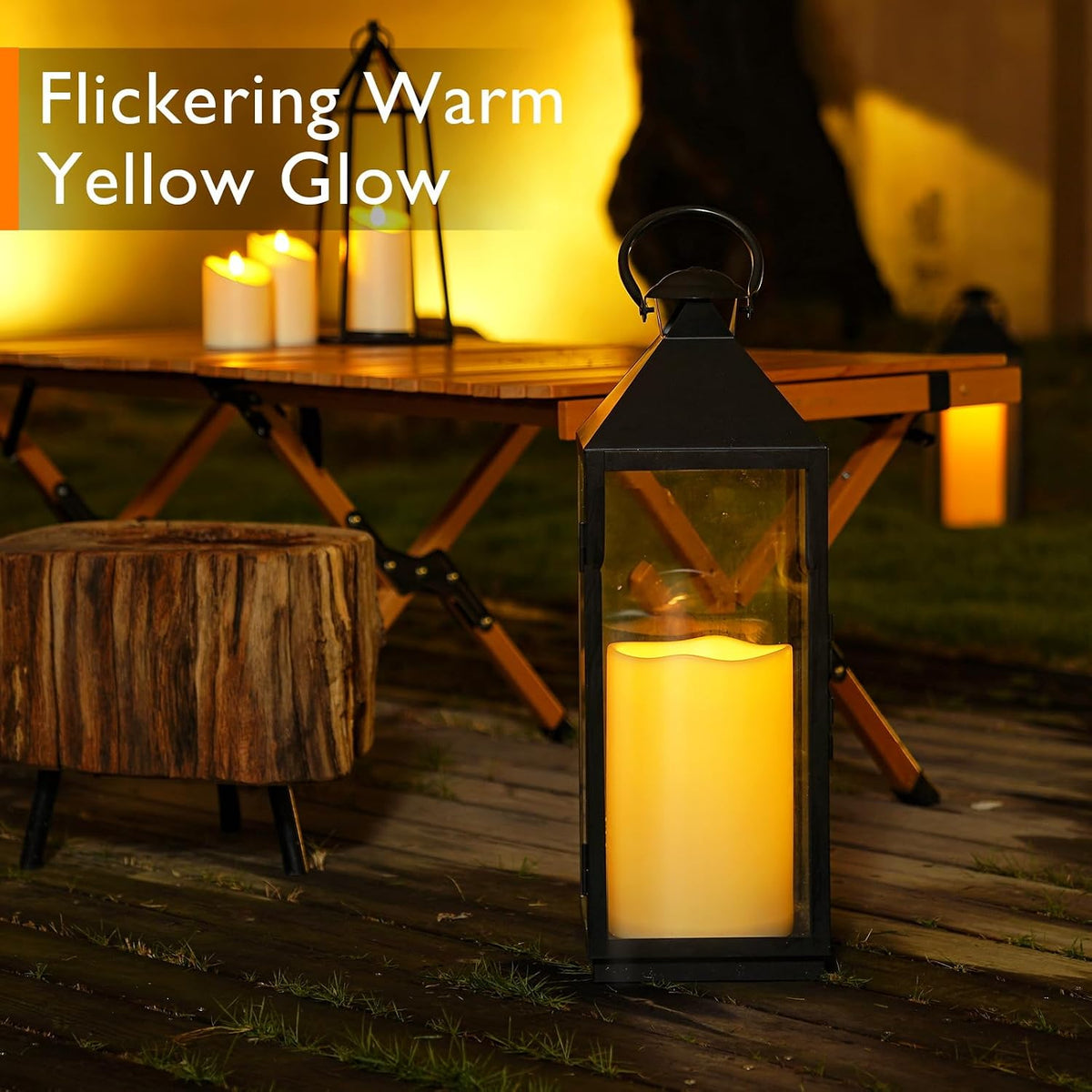 Homemory 6" x 9" Extra Large Outdoor Waterproof Candle with Auto 6H Timer | LED Flickering Pillar Candle Battery