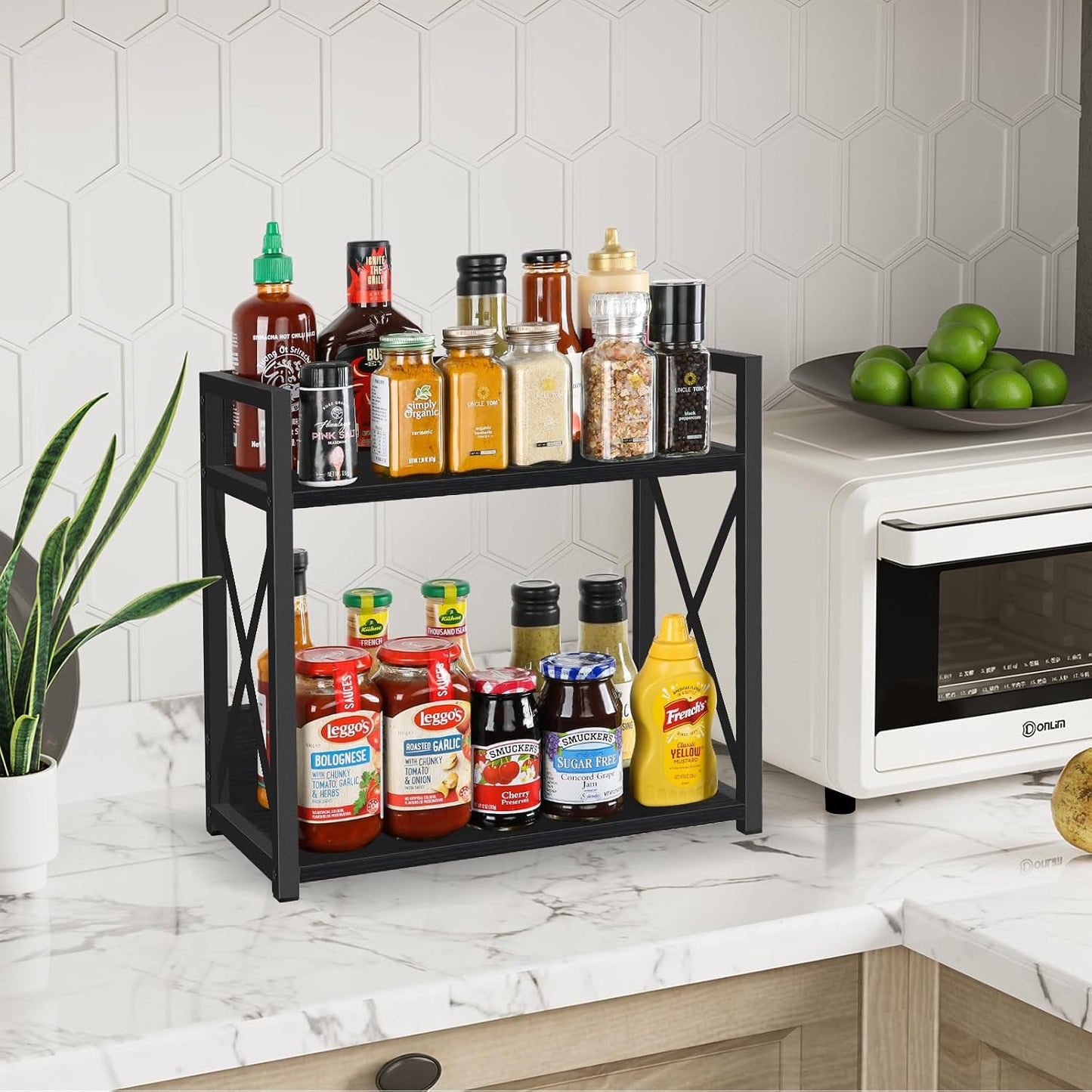 YINMIT Kitchen Countertop Organizer,Spice Rack,Coffee Bar Shelf Organizer | 2-Tier Coffee Station,Seasoning