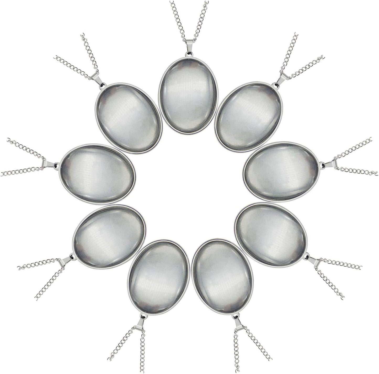 Oval Stainless Steel Bezel Tray Blank Pendant / Set of 10