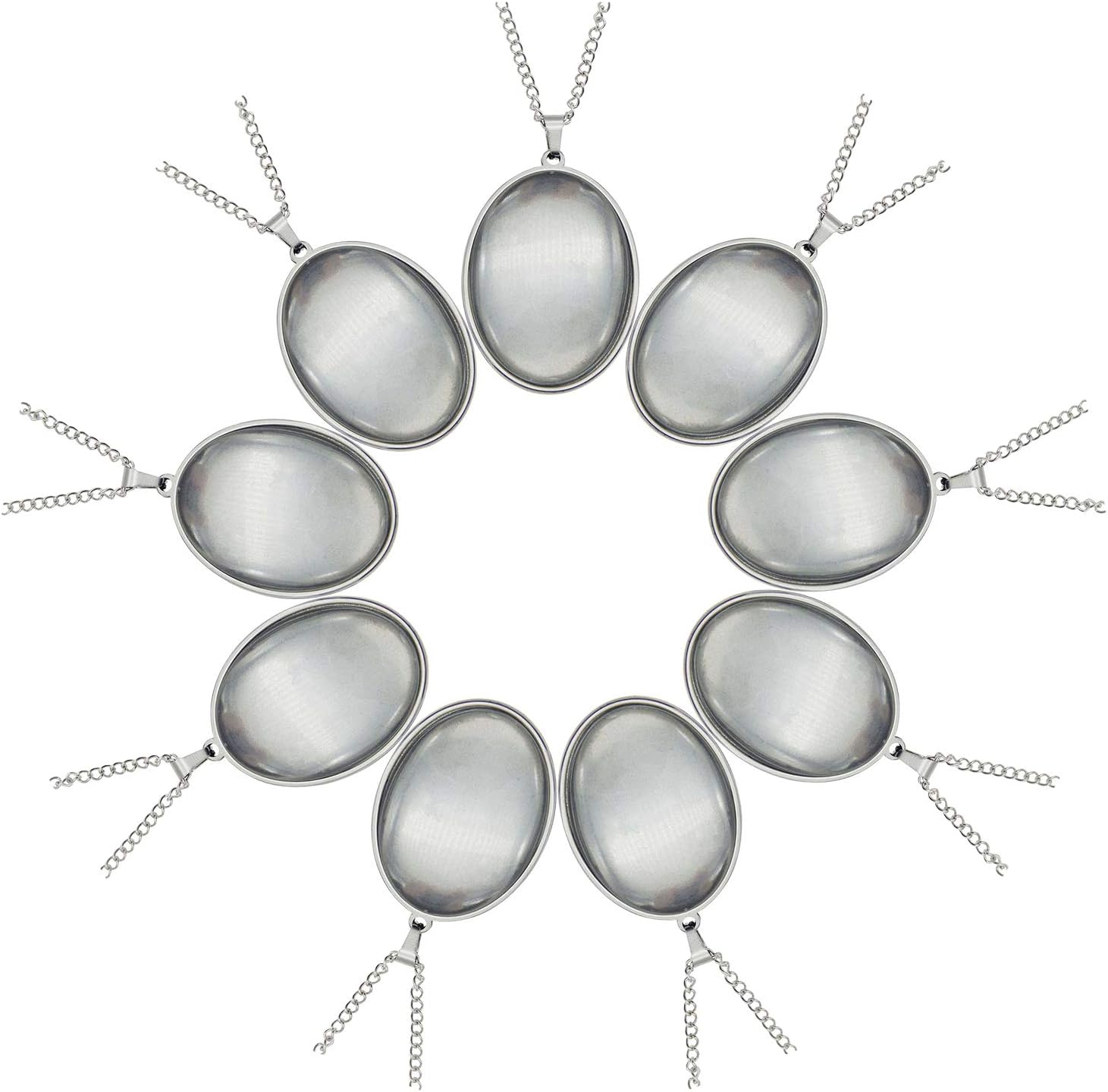 Oval Stainless Steel Bezel Tray Blank Pendant / Set of 10