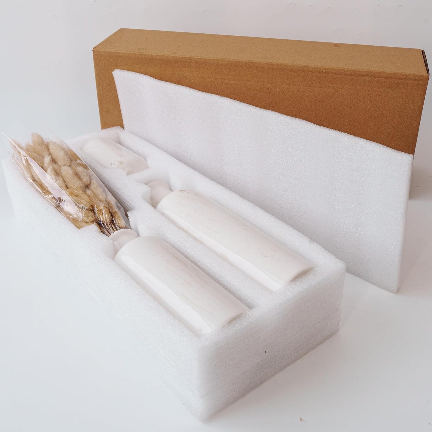 3 White Ceramic Vases / Beige