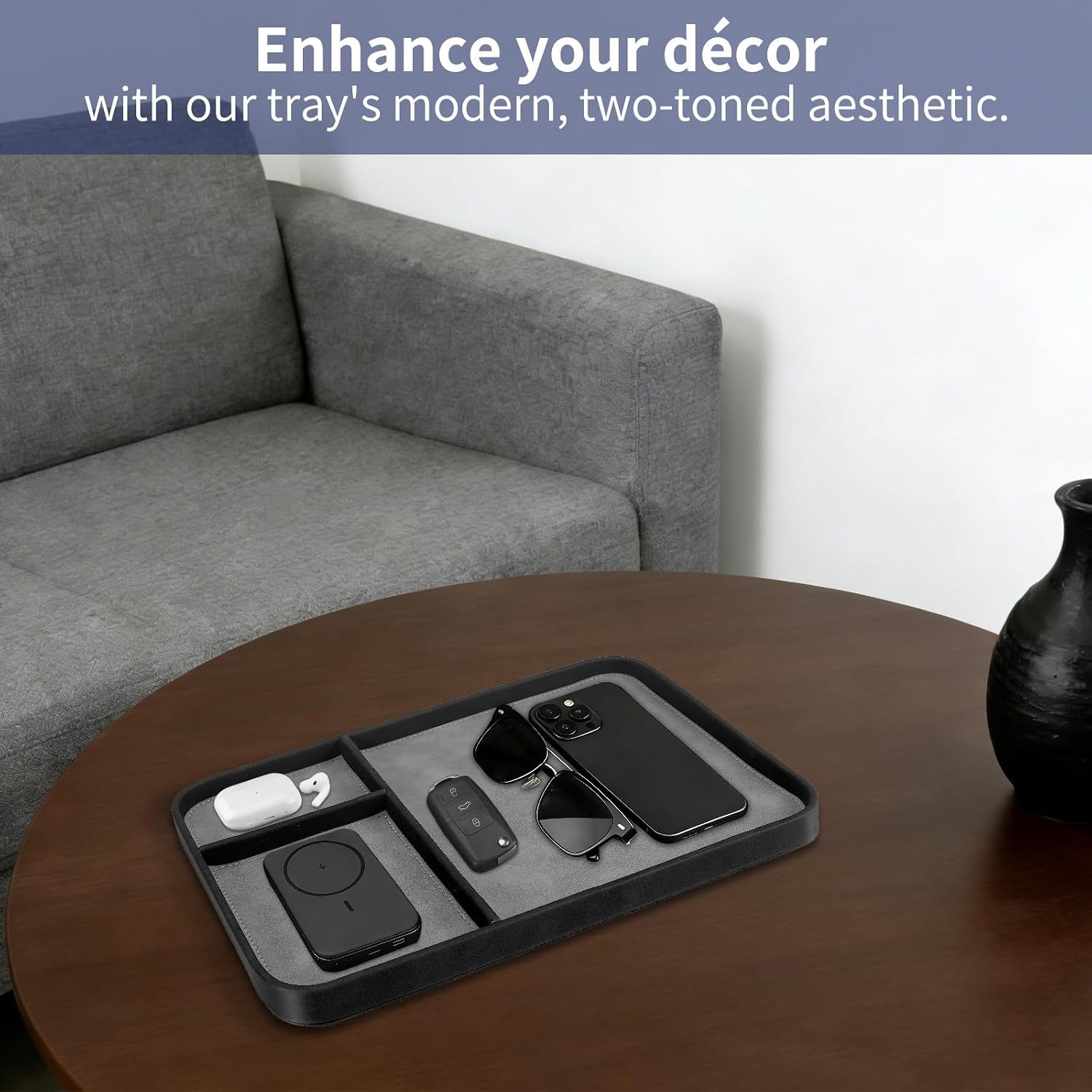 Valet Tray Trendy Organizer / Black