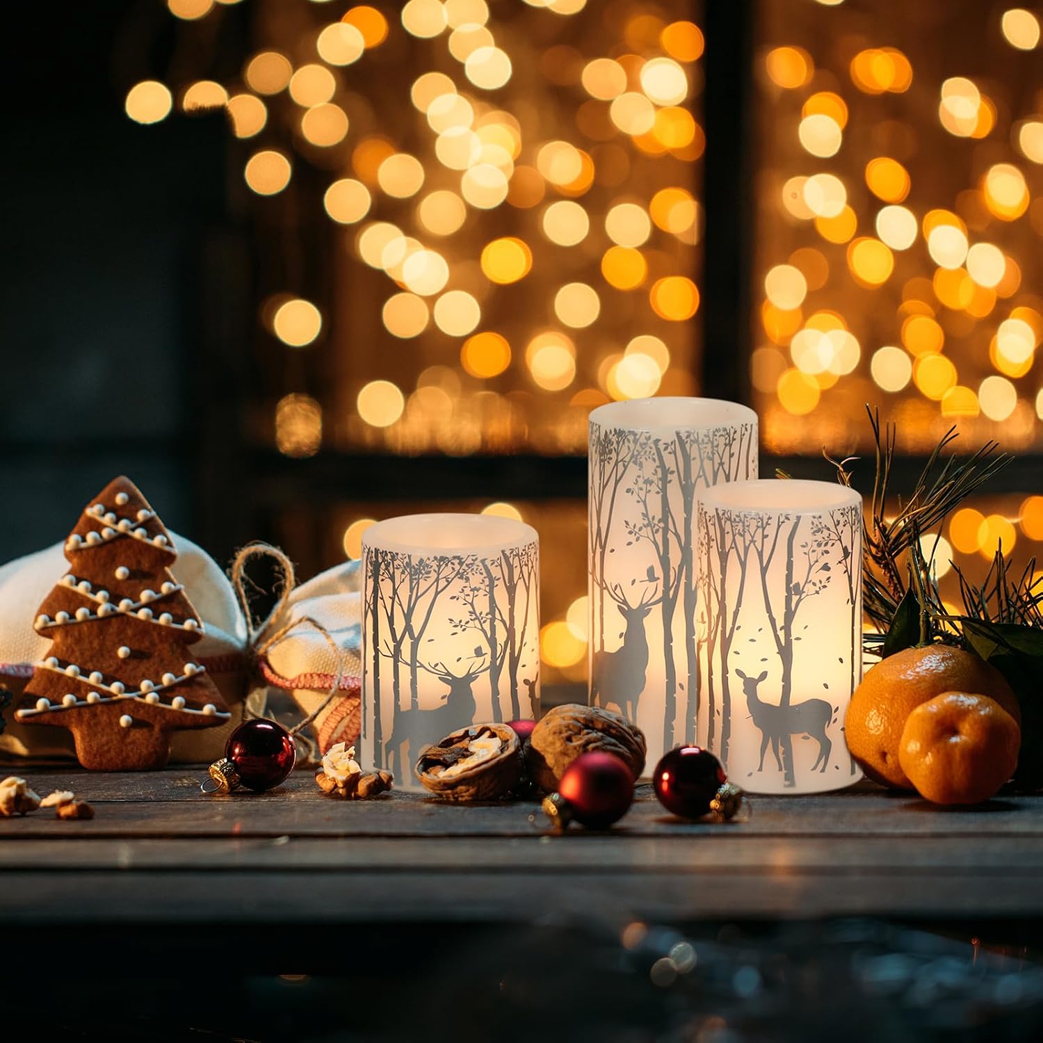 Silver Deer Flameless Candles Battery Operated with 6 Hour Timer | LED Pillar Candles Flickering, Real Wax Warm Light