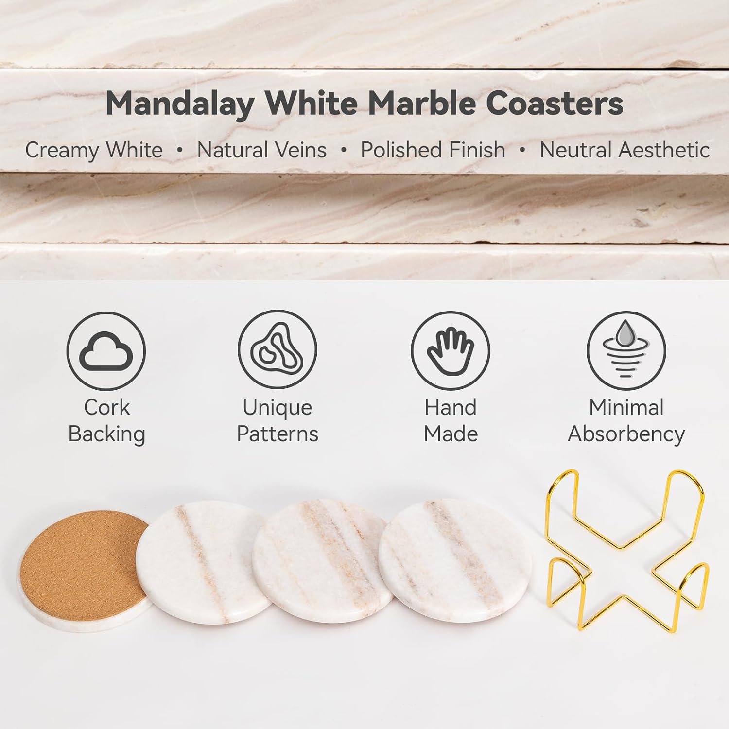 Holder / Neutral Drink Coasters / Creamy White / Set of 4