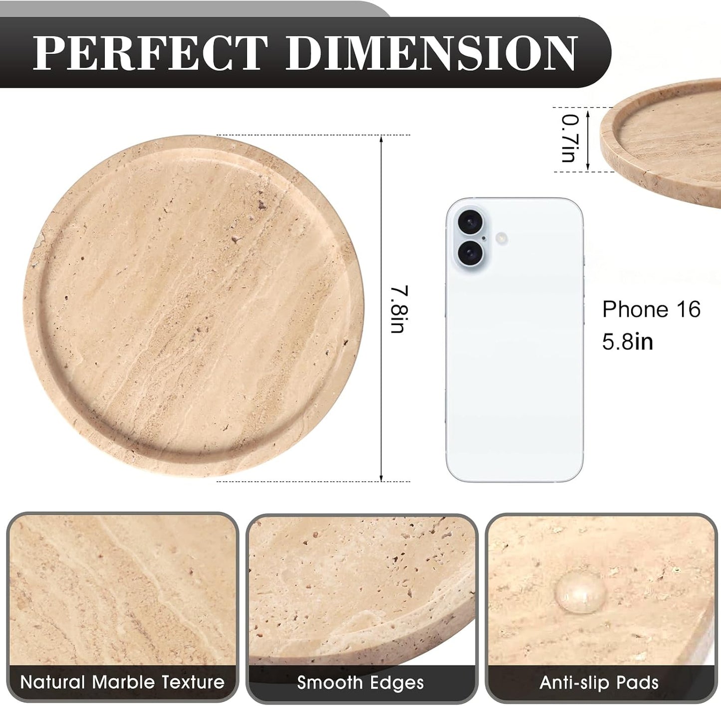 Natural Round Marble Tray / Beige