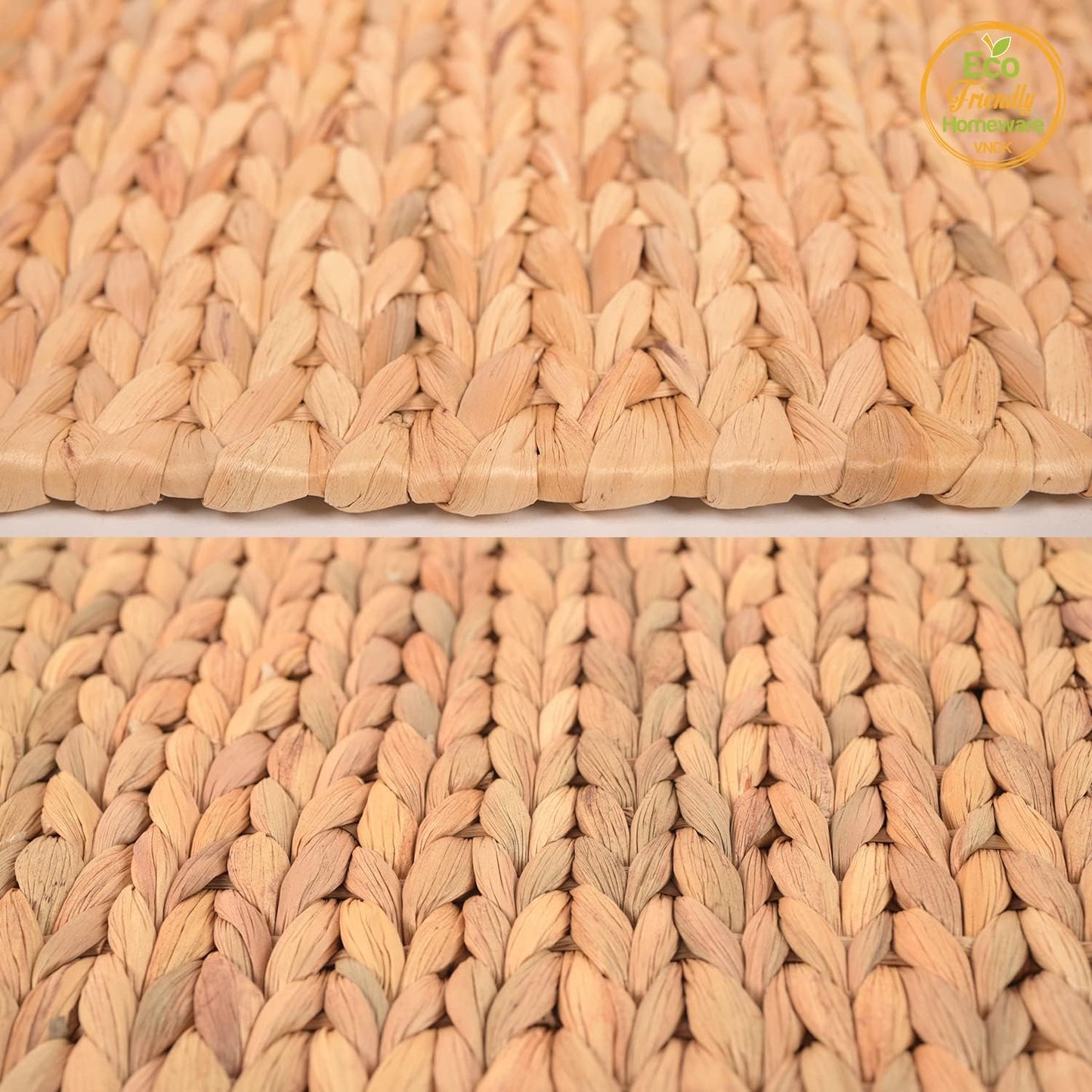 Square Placemats Set of 10, Water Hyacinth Woven Placemats for Dining Table, Boho Rattan Plate Chargers for Dinner