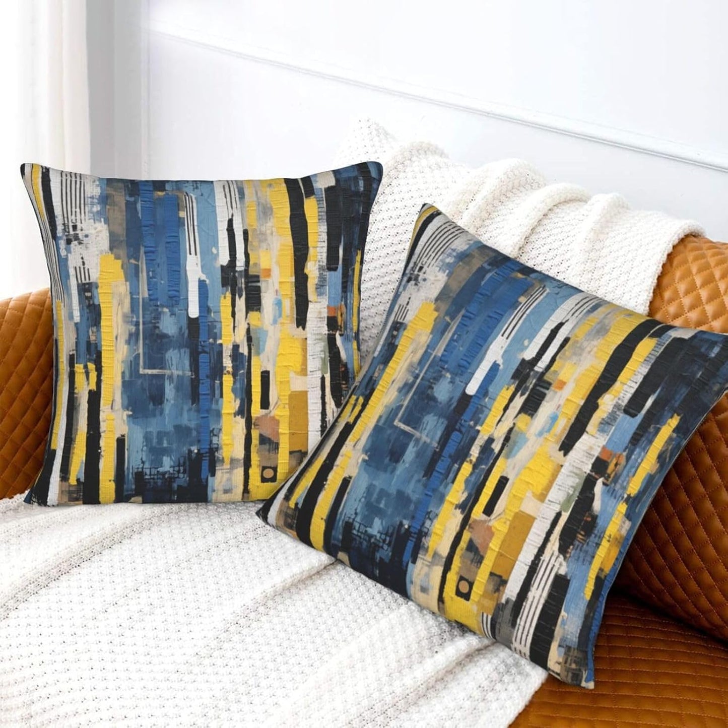 Throw Pillow Covers Pillow Cases Decoration Cushion Cover / Abstract Blue White / 18 x 18 / Set of 2