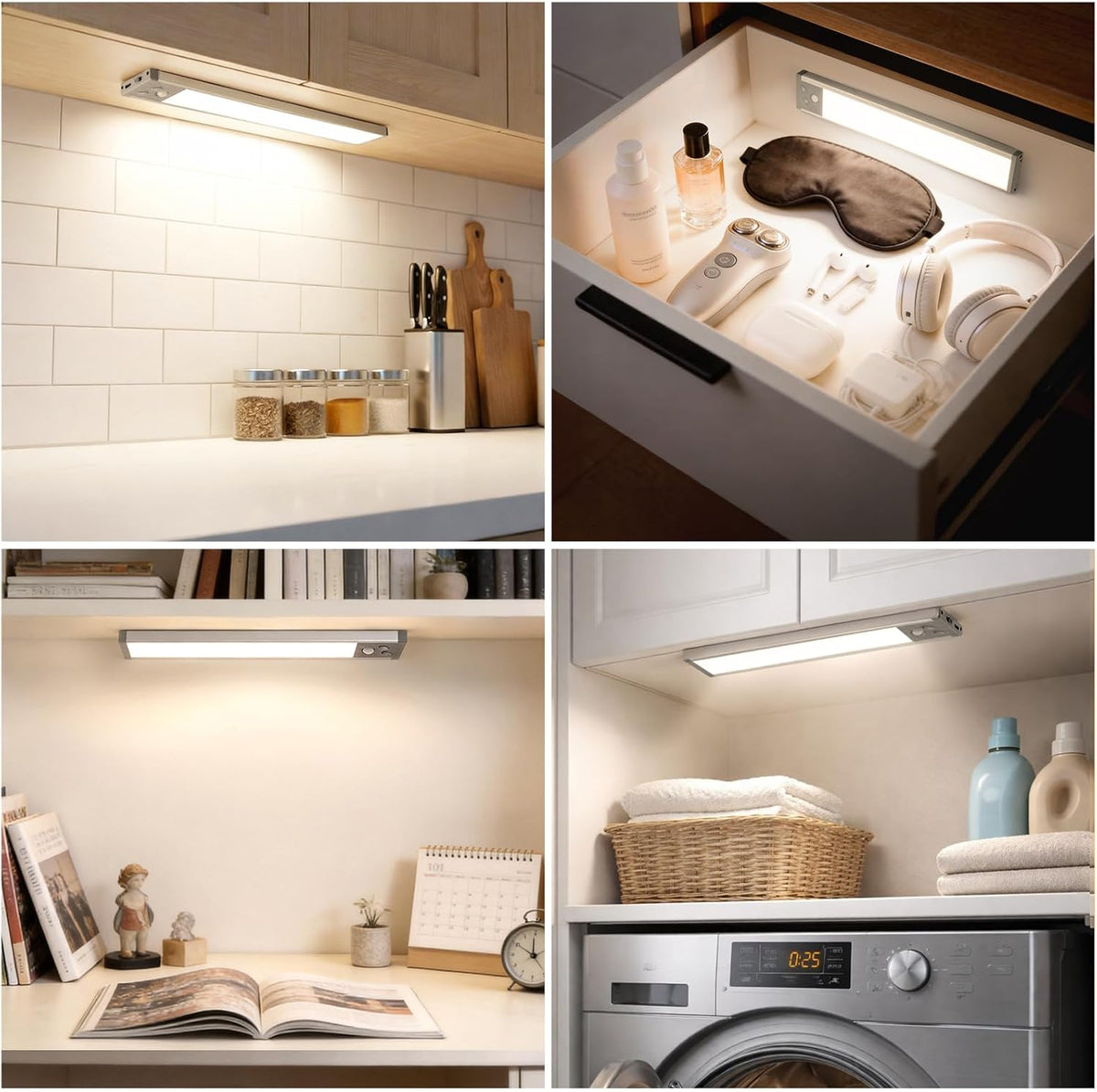 13 Inch Under Cabinet Lighting, LED Motion Sensor Light Indoor, 2500mAh USB Rechargeable Closet Lights, Dimmable