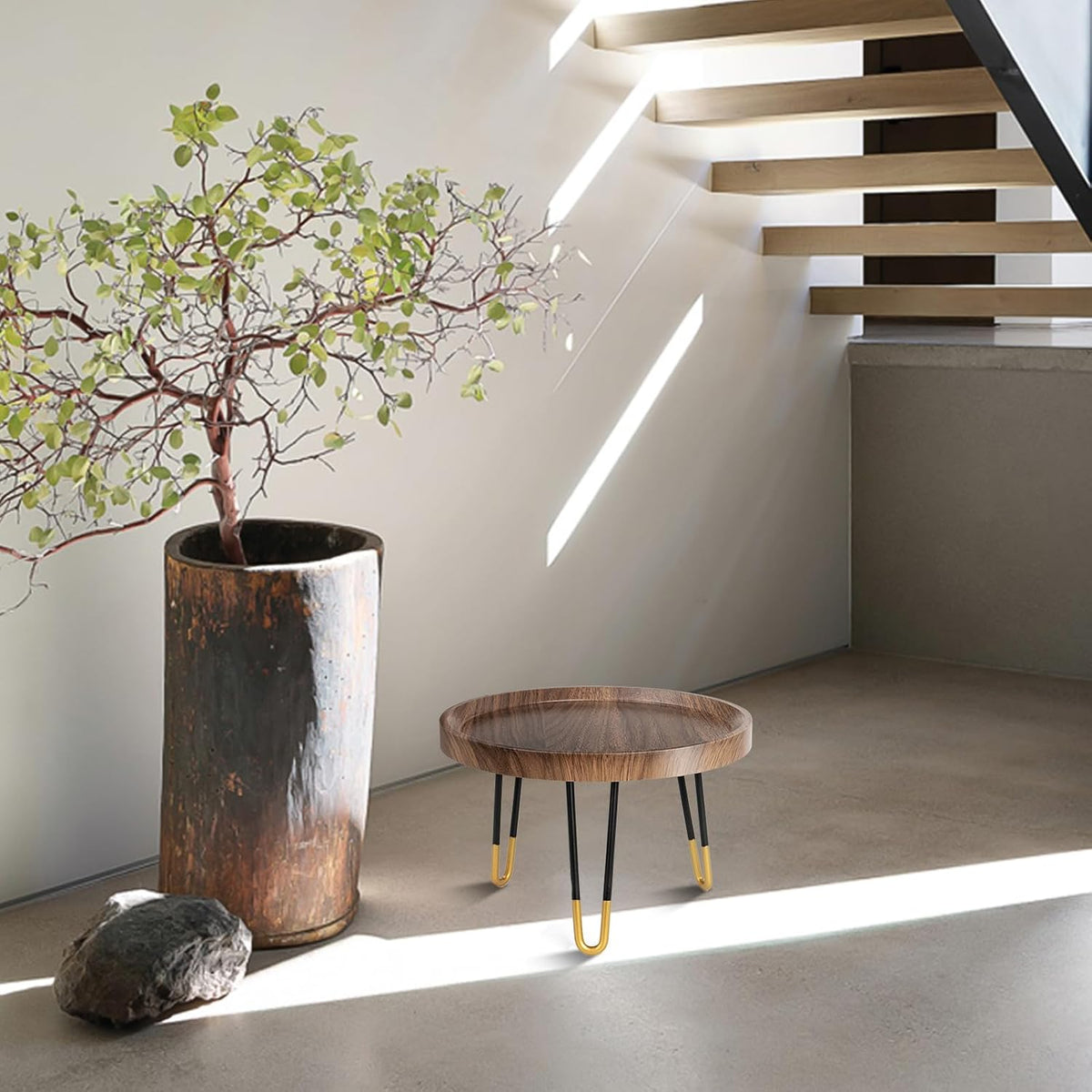 Plant Stand Indoor Outdoor, Mid Century Style Walnut Wood Color Plant Stand,Waterproof Design Modern Plant Table,Easily
